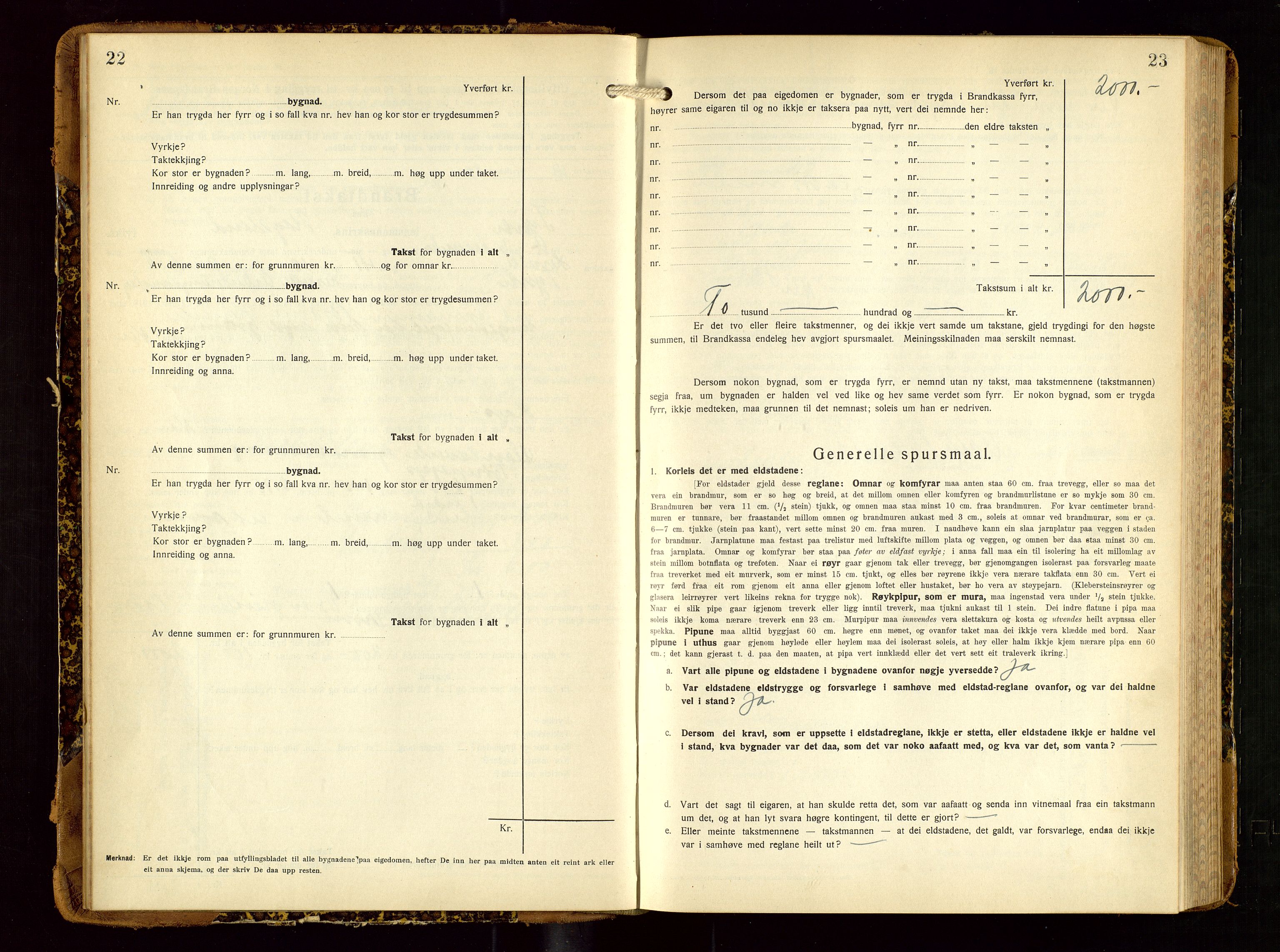 Tysvær lensmannskontor, AV/SAST-A-100192/Gob/L0003: "Brandtakstbok for Tysvær lensmannskrins", 1932-1955, p. 22-23