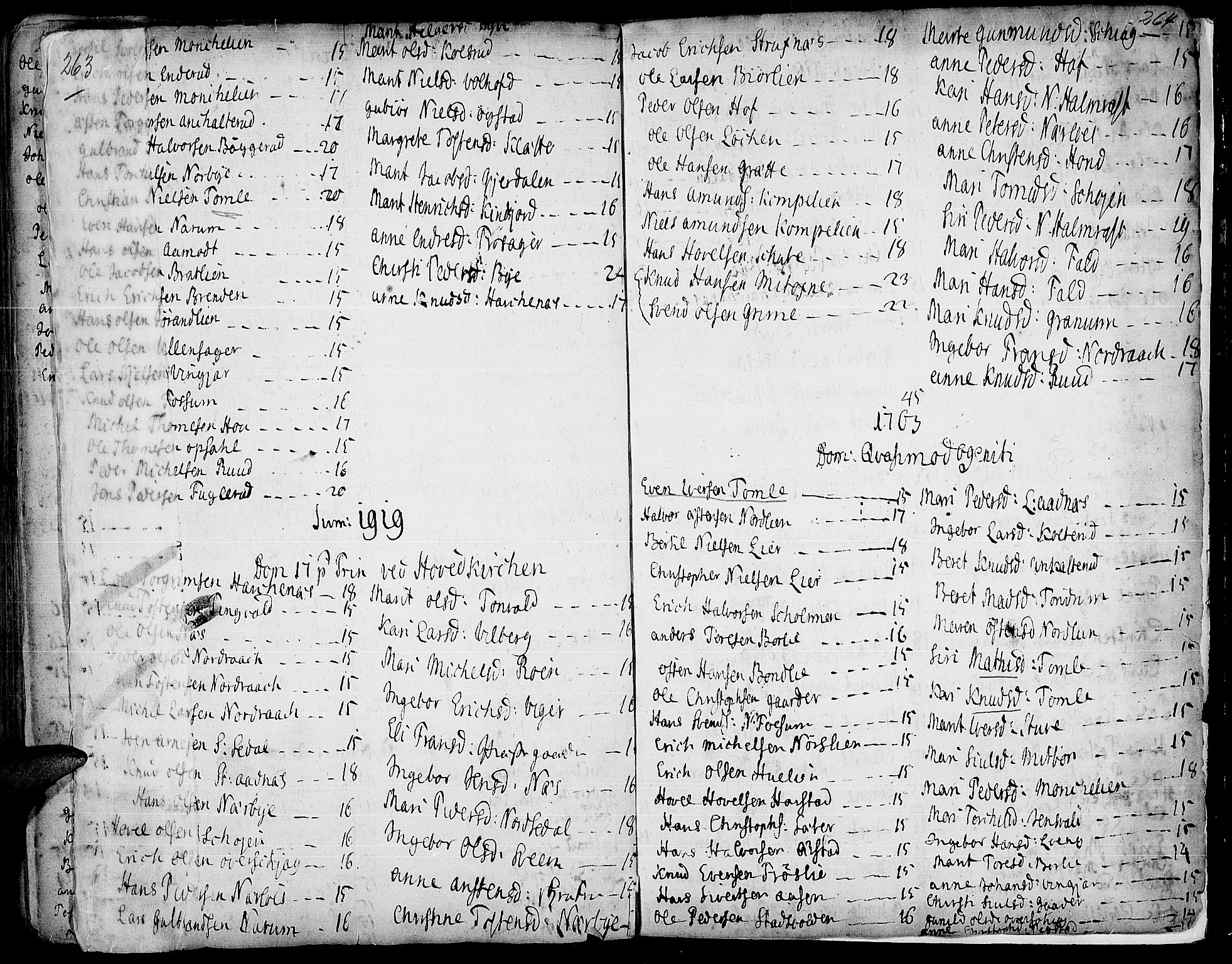 Land prestekontor, AV/SAH-PREST-120/H/Ha/Haa/L0002: Parish register (official) no. 2, 1733-1764, p. 263-264