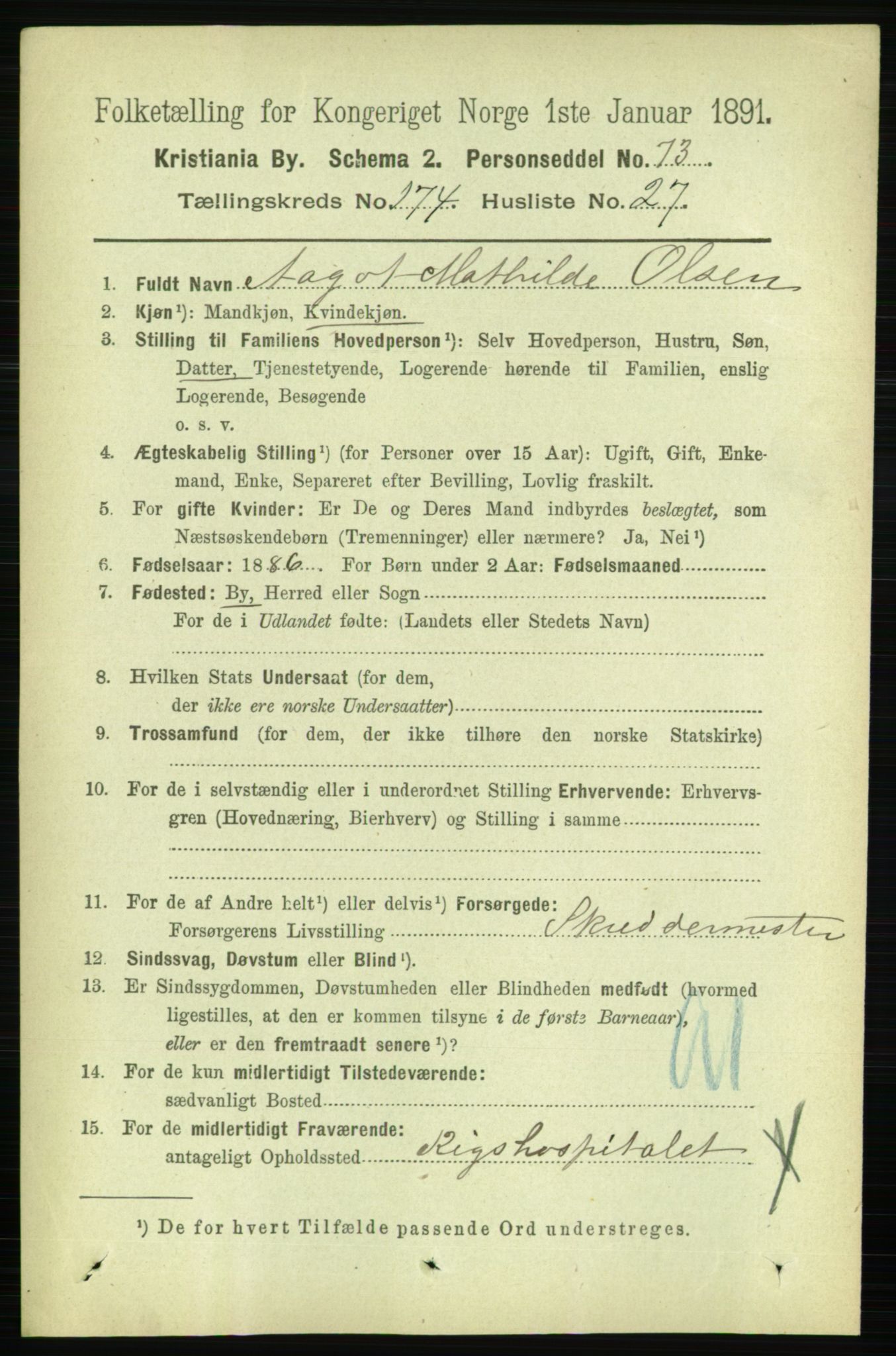 RA, 1891 census for 0301 Kristiania, 1891, p. 104645