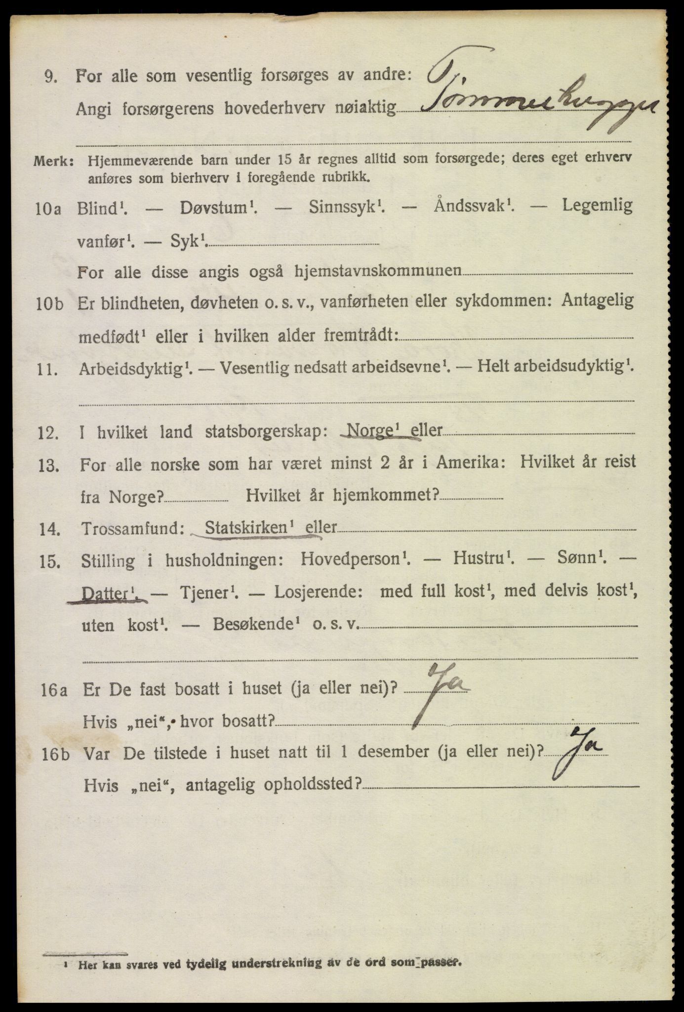 SAH, 1920 census for Trysil, 1920, p. 7598