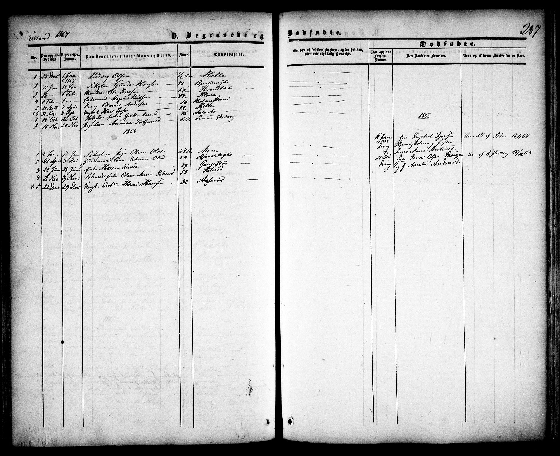 Skjeberg prestekontor Kirkebøker, SAO/A-10923/F/Fa/L0007: Parish register (official) no. I 7, 1859-1868, p. 287
