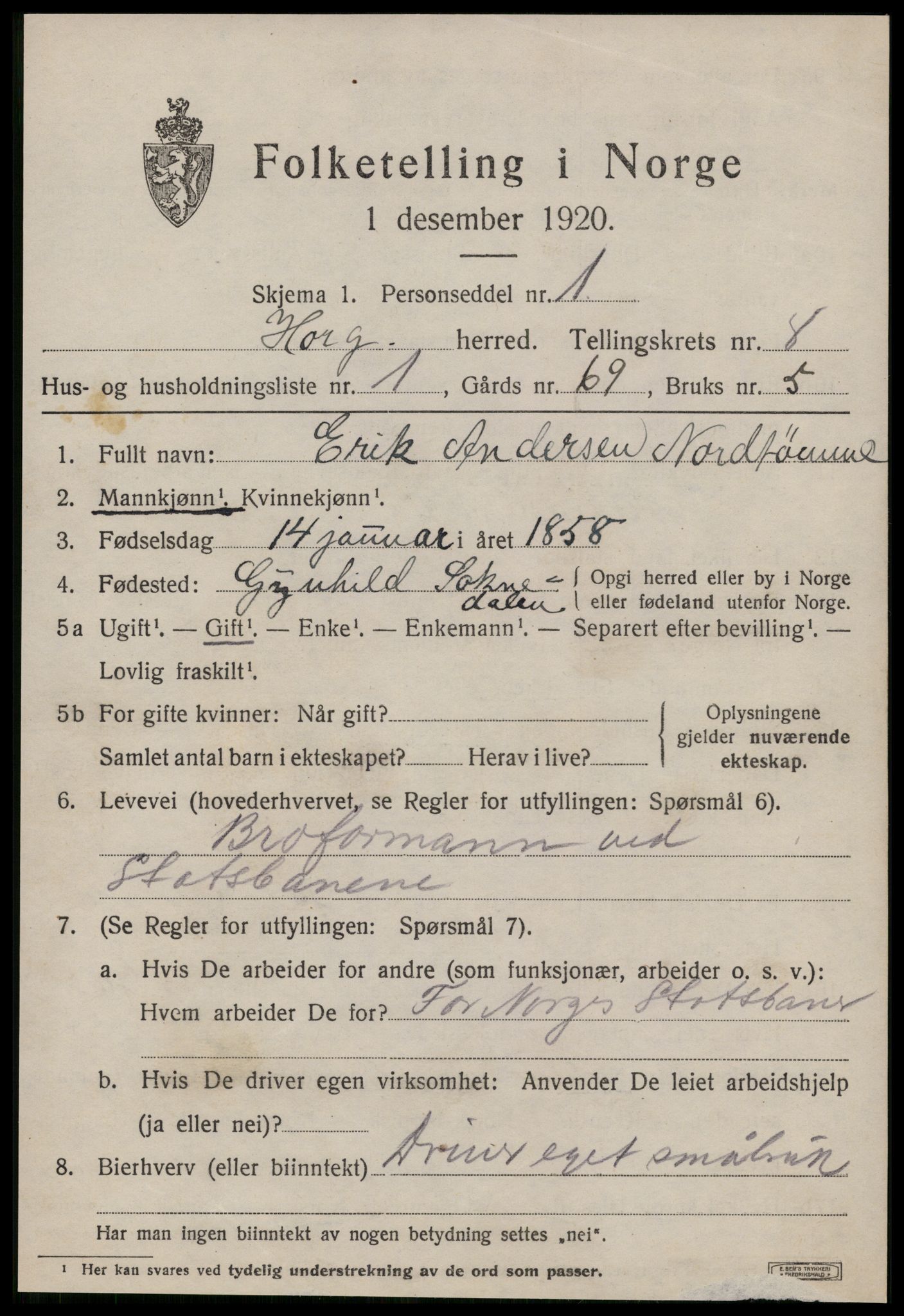 SAT, 1920 census for Horg, 1920, p. 4816