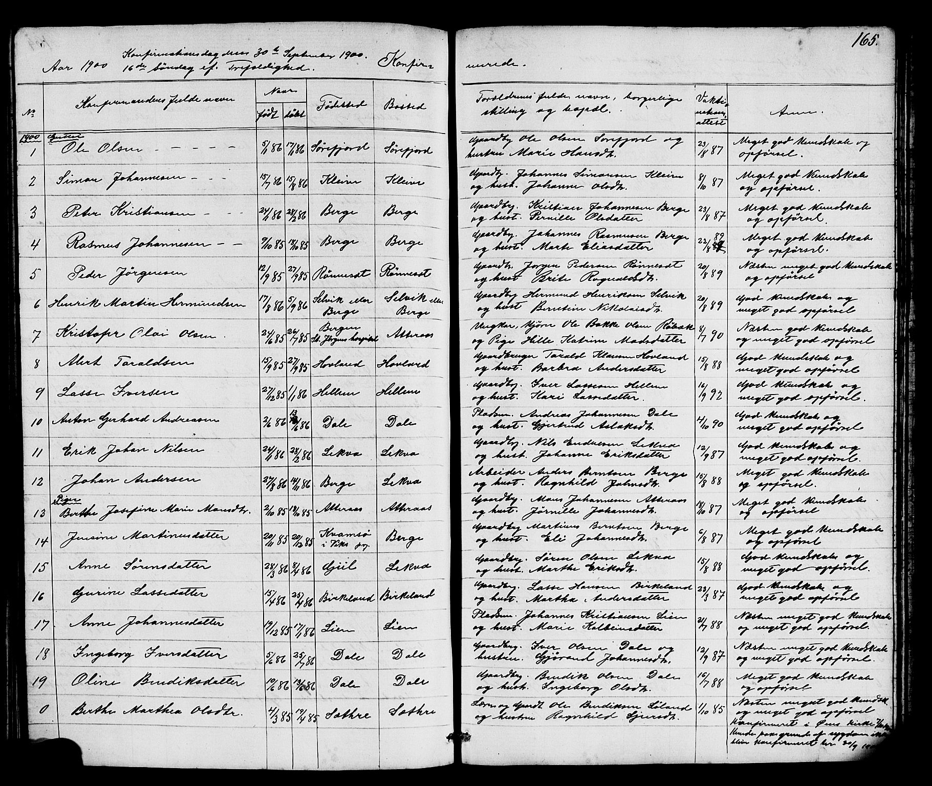 Hyllestad sokneprestembete, SAB/A-80401: Parish register (copy) no. A 2, 1876-1906, p. 165