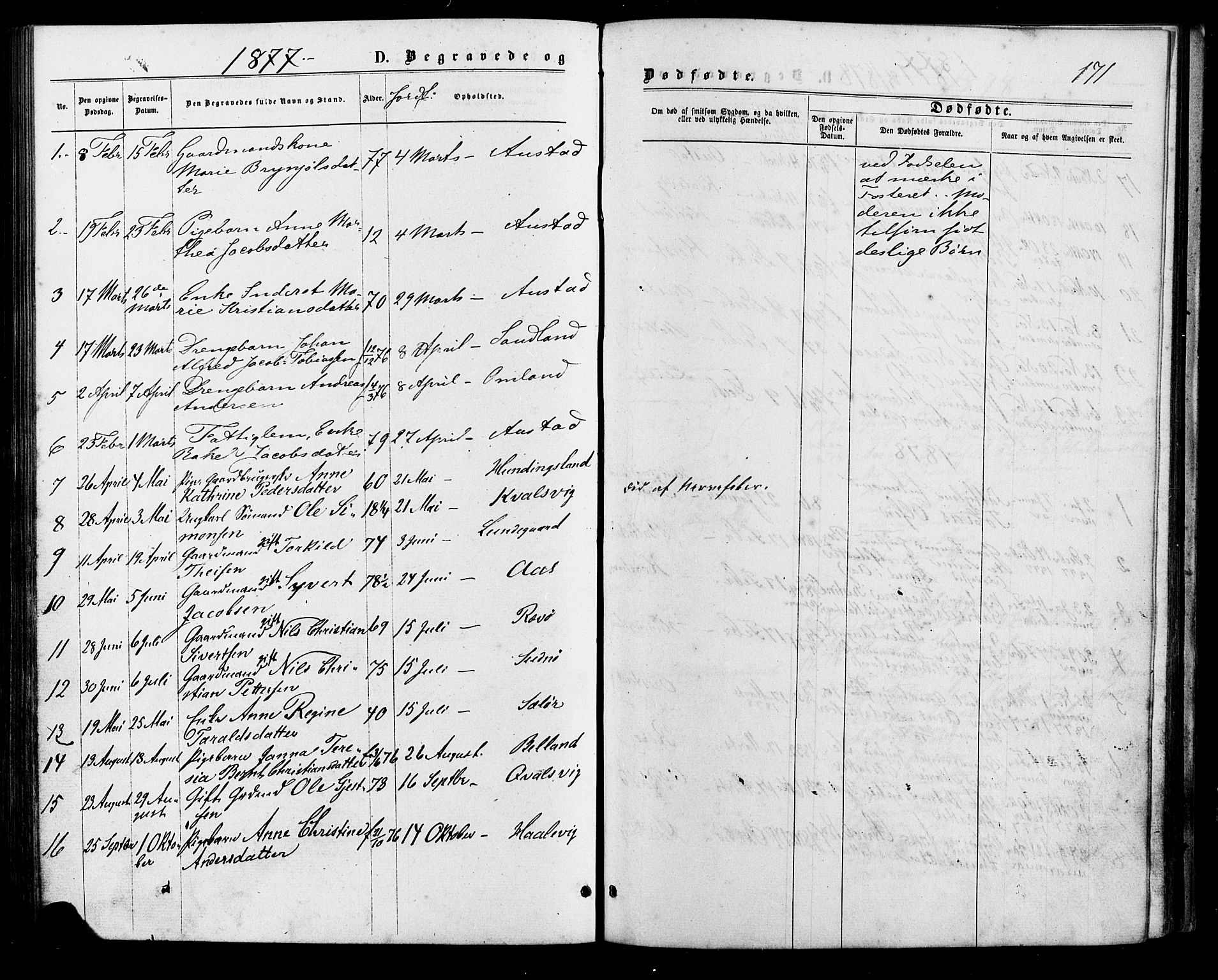 Lyngdal sokneprestkontor, AV/SAK-1111-0029/F/Fa/Faa/L0003: Parish register (official) no. A 3, 1871-1882, p. 171