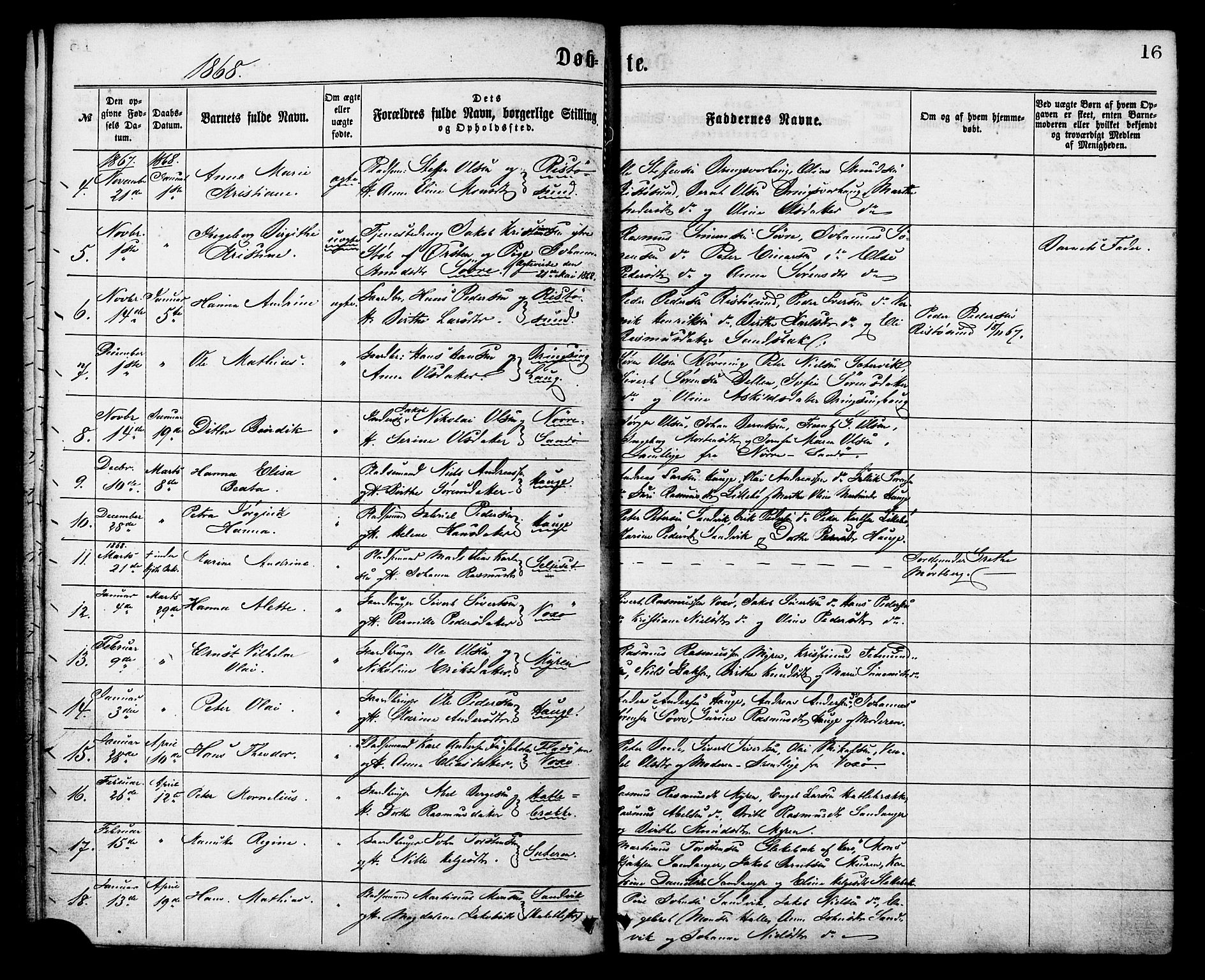 Ministerialprotokoller, klokkerbøker og fødselsregistre - Møre og Romsdal, AV/SAT-A-1454/503/L0035: Parish register (official) no. 503A03, 1865-1884, p. 16