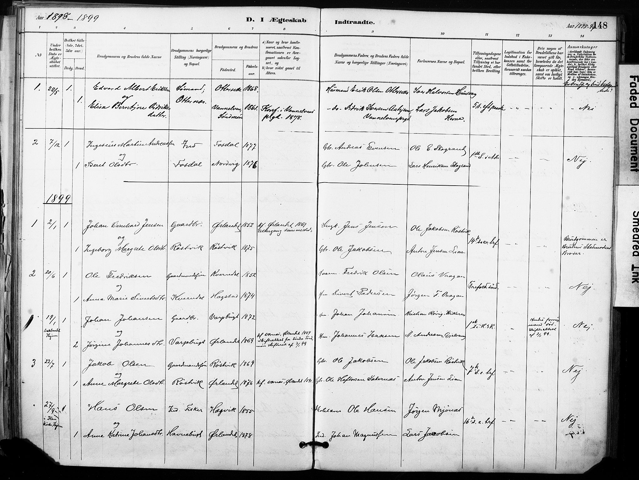 Ministerialprotokoller, klokkerbøker og fødselsregistre - Sør-Trøndelag, AV/SAT-A-1456/633/L0518: Parish register (official) no. 633A01, 1884-1906, p. 148