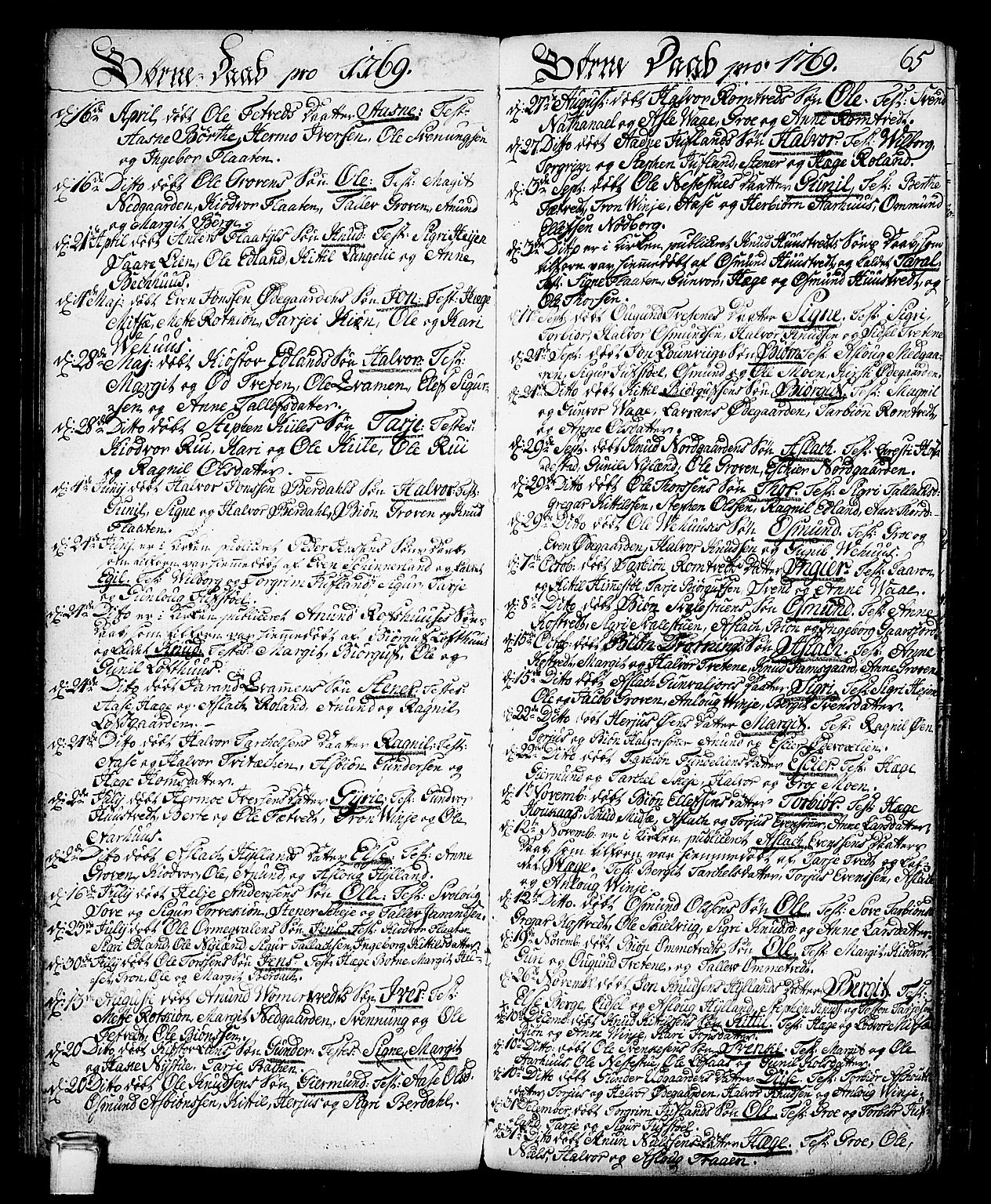 Vinje kirkebøker, AV/SAKO-A-312/F/Fa/L0002: Parish register (official) no. I 2, 1767-1814, p. 65