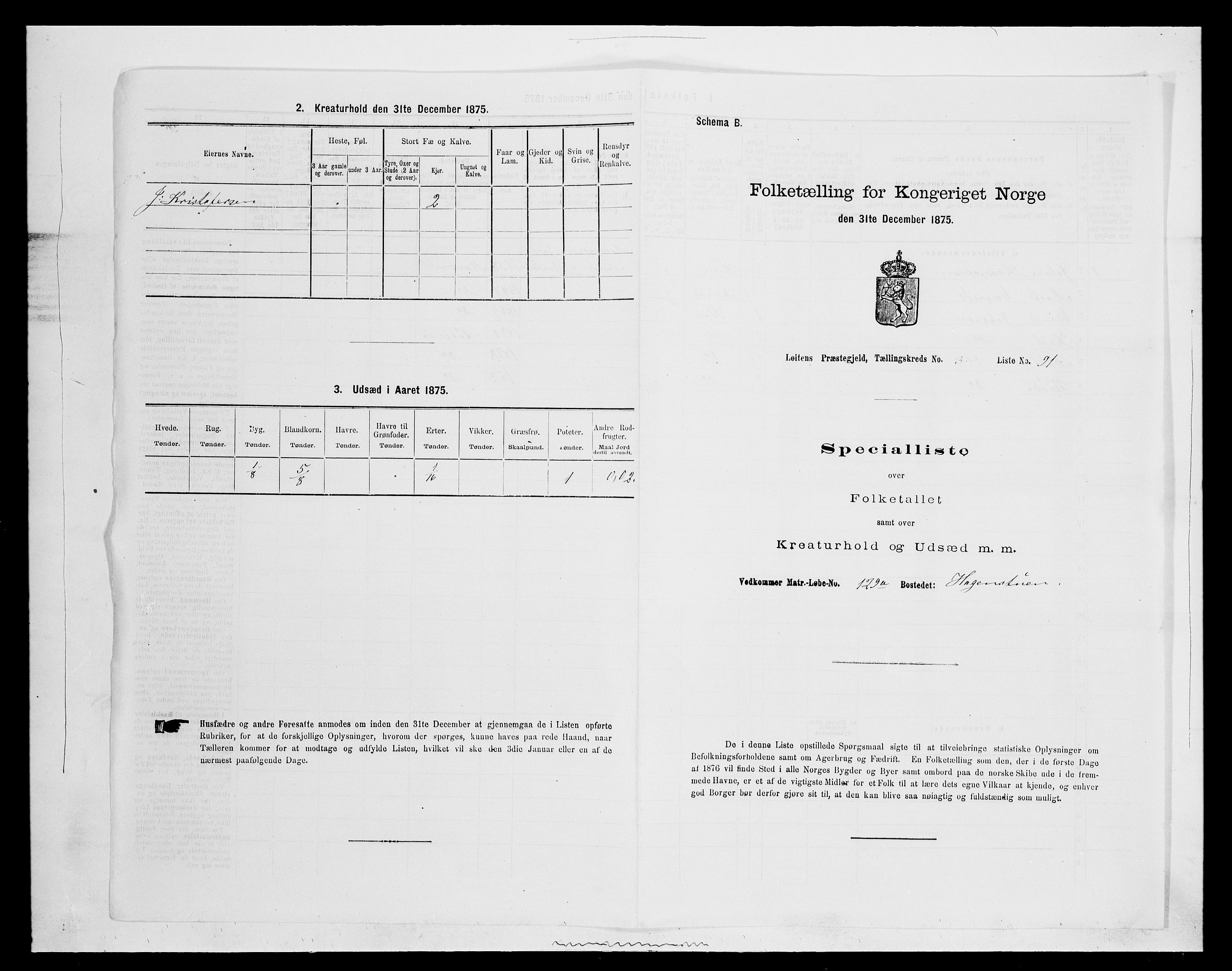 SAH, 1875 census for 0415P Løten, 1875, p. 825