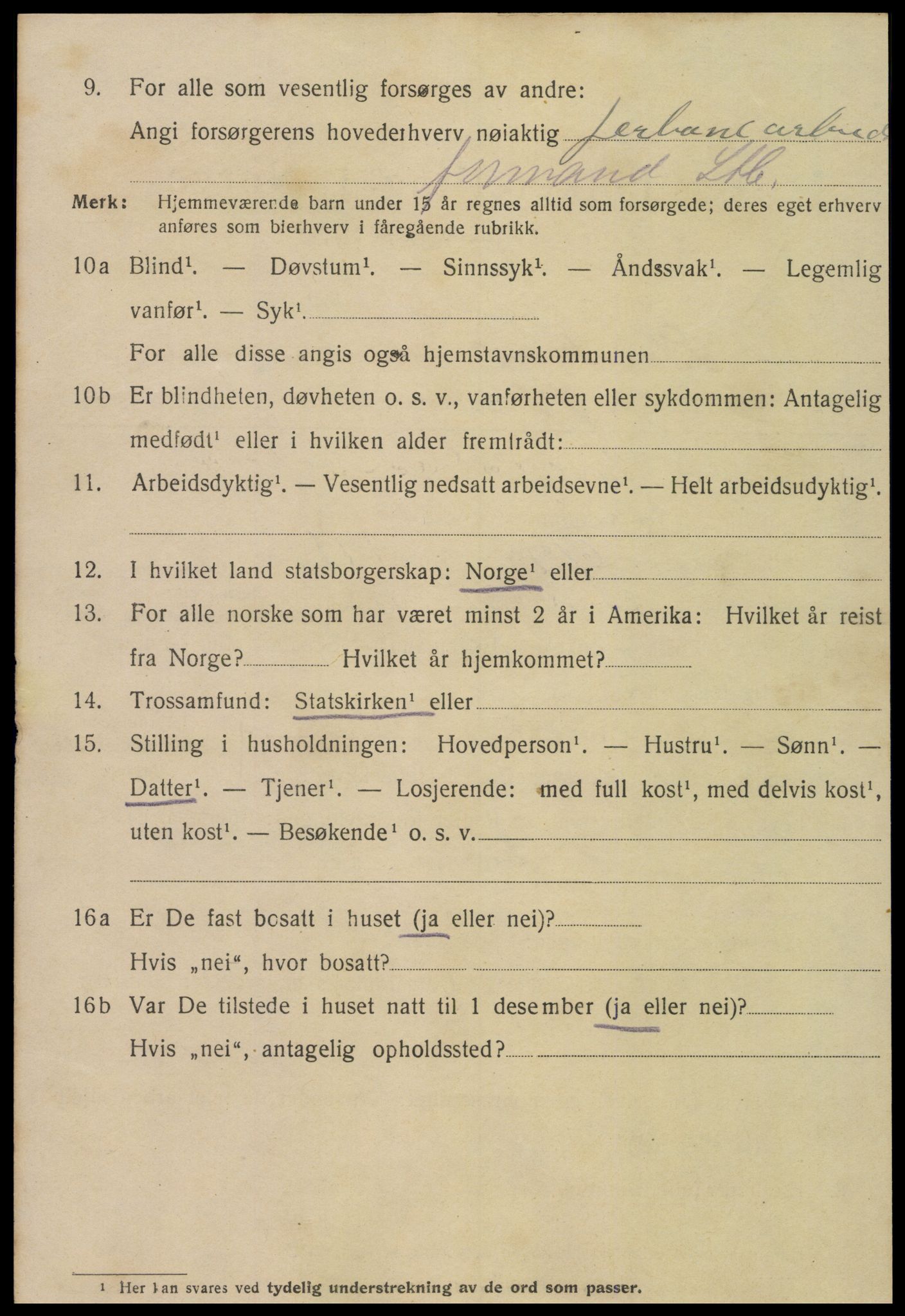 SAT, 1920 census for Steinkjer, 1920, p. 6987