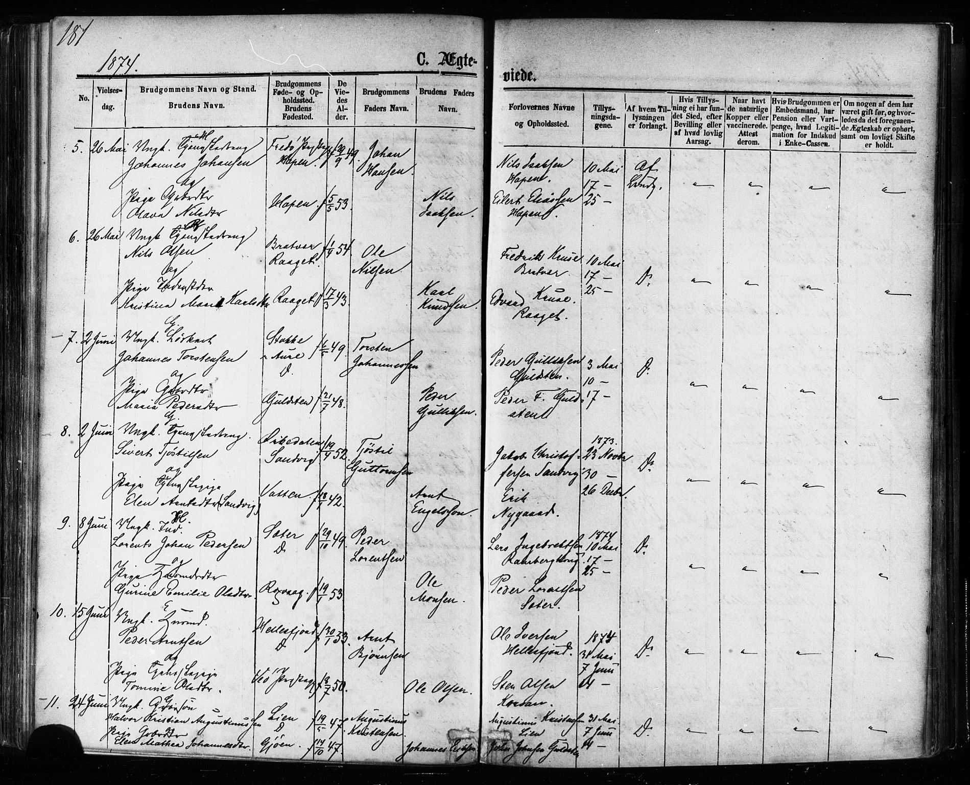 Ministerialprotokoller, klokkerbøker og fødselsregistre - Møre og Romsdal, AV/SAT-A-1454/581/L0938: Parish register (official) no. 581A06, 1873-1879, p. 181