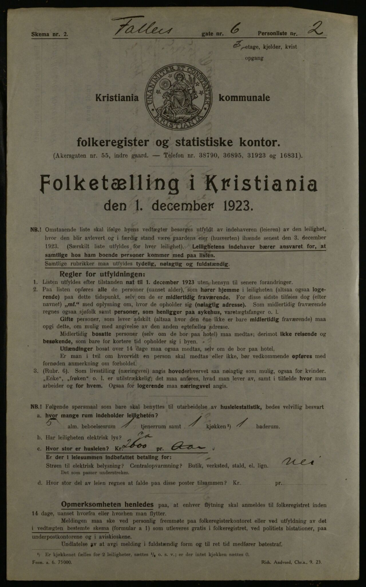 OBA, Municipal Census 1923 for Kristiania, 1923, p. 26165