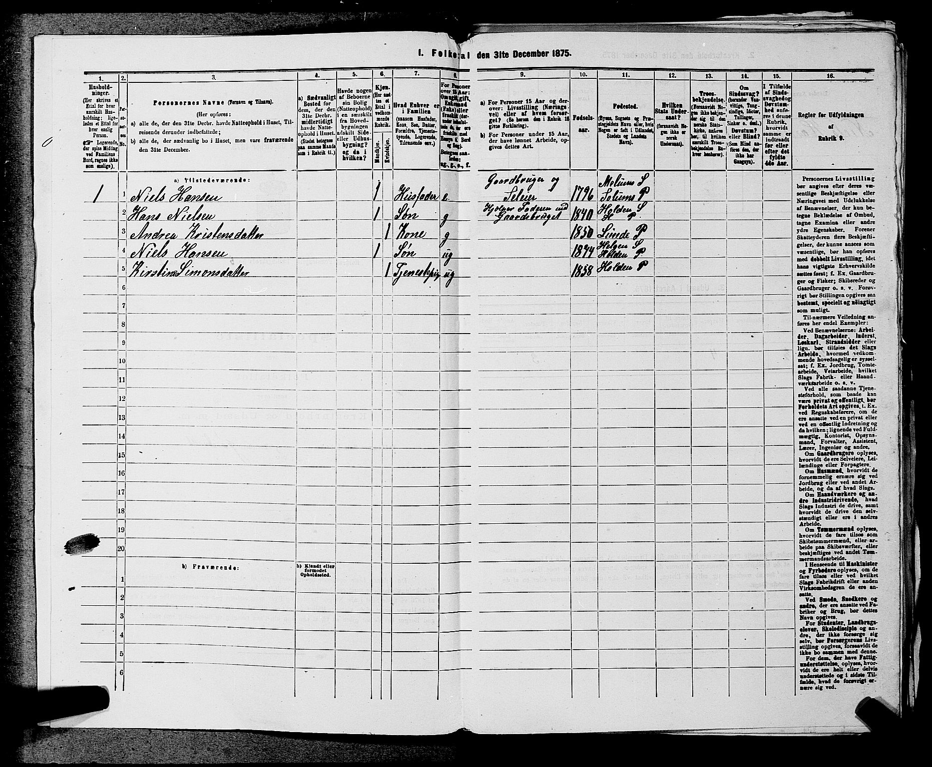 SAKO, 1875 census for 0819P Holla, 1875, p. 609