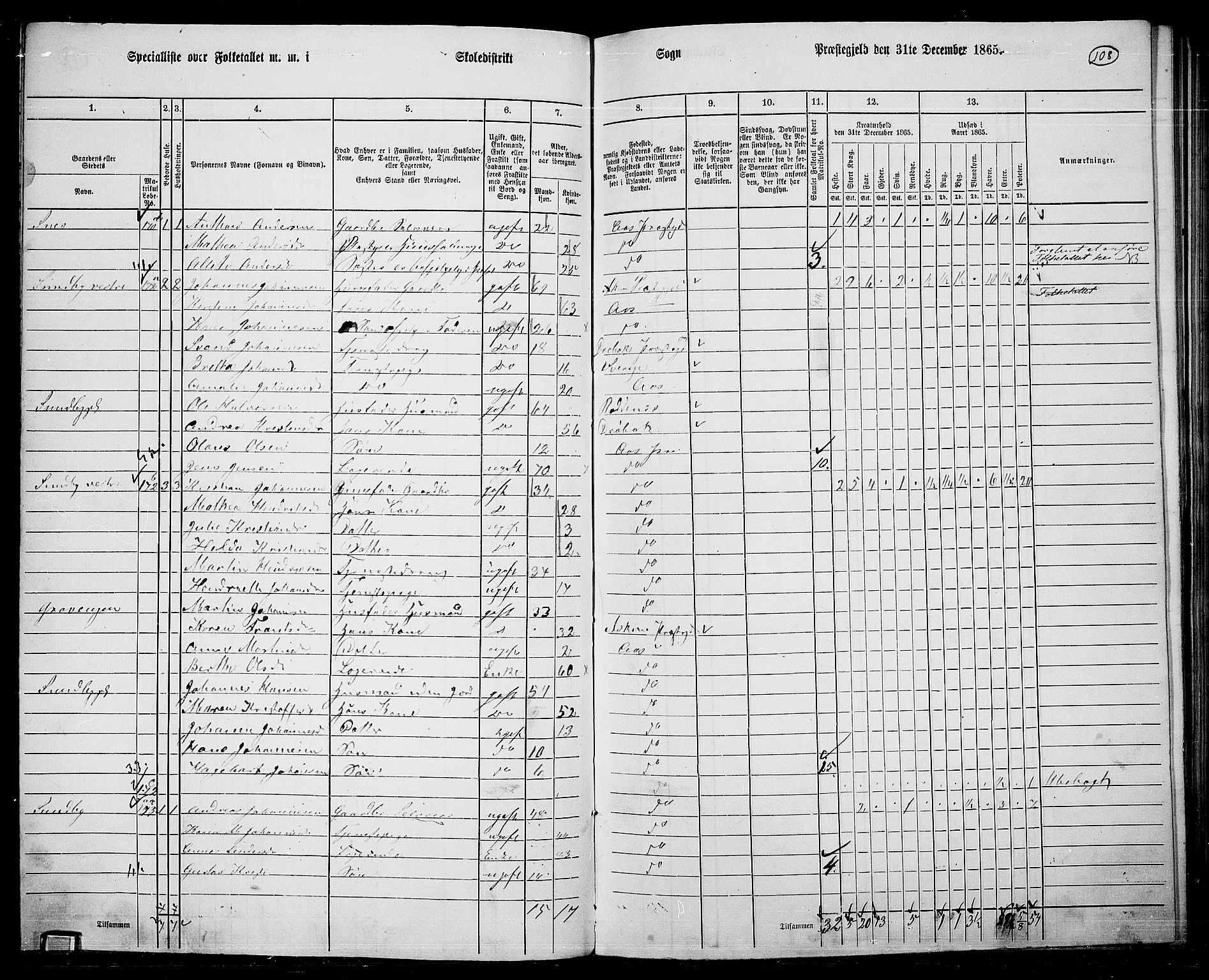 RA, 1865 census for Ås, 1865, p. 96