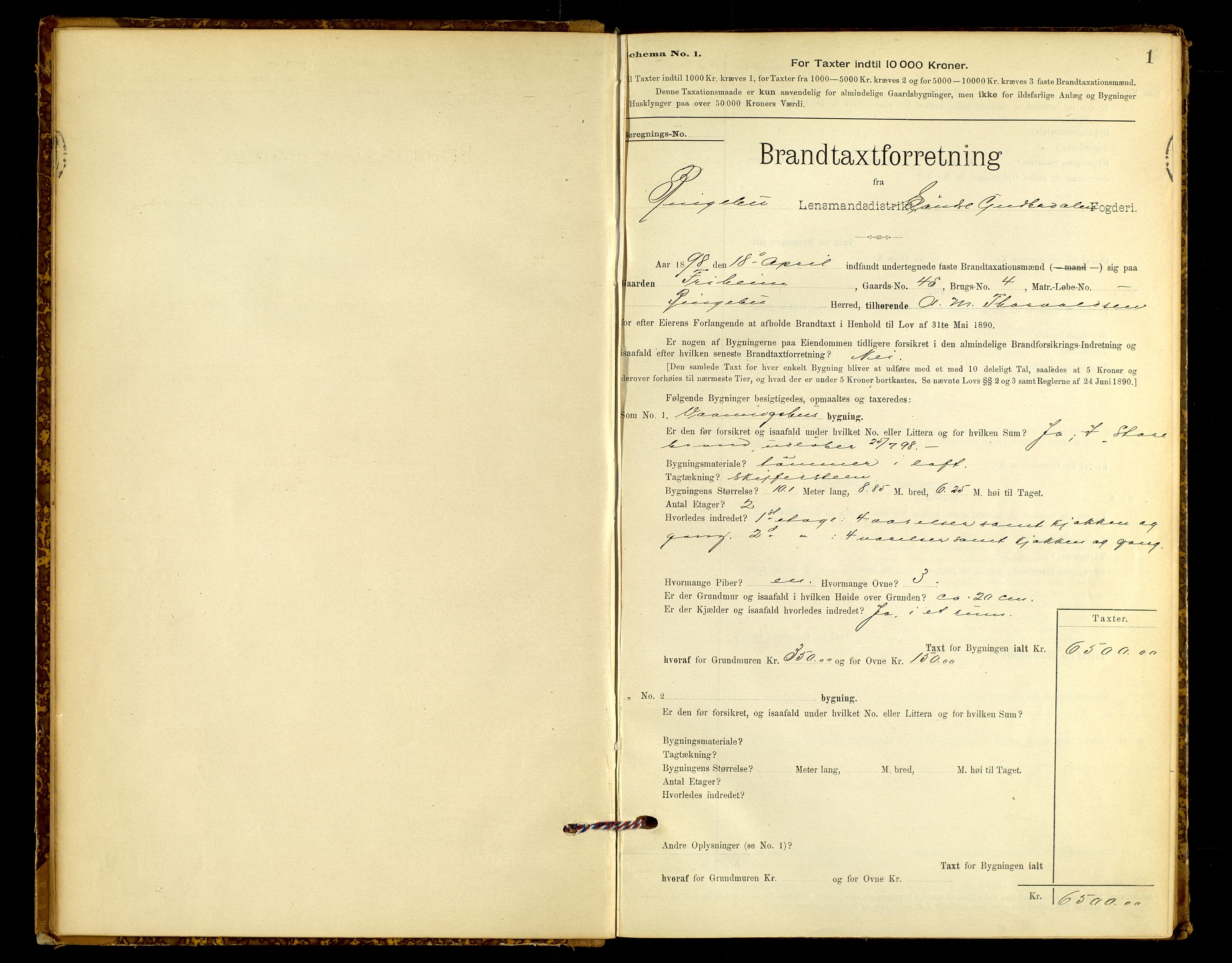 Norges Brannkasse, Ringebu, SAH/NBRANR-037/F/L0005: Branntakstprotokoll, 1897-1917, p. 1