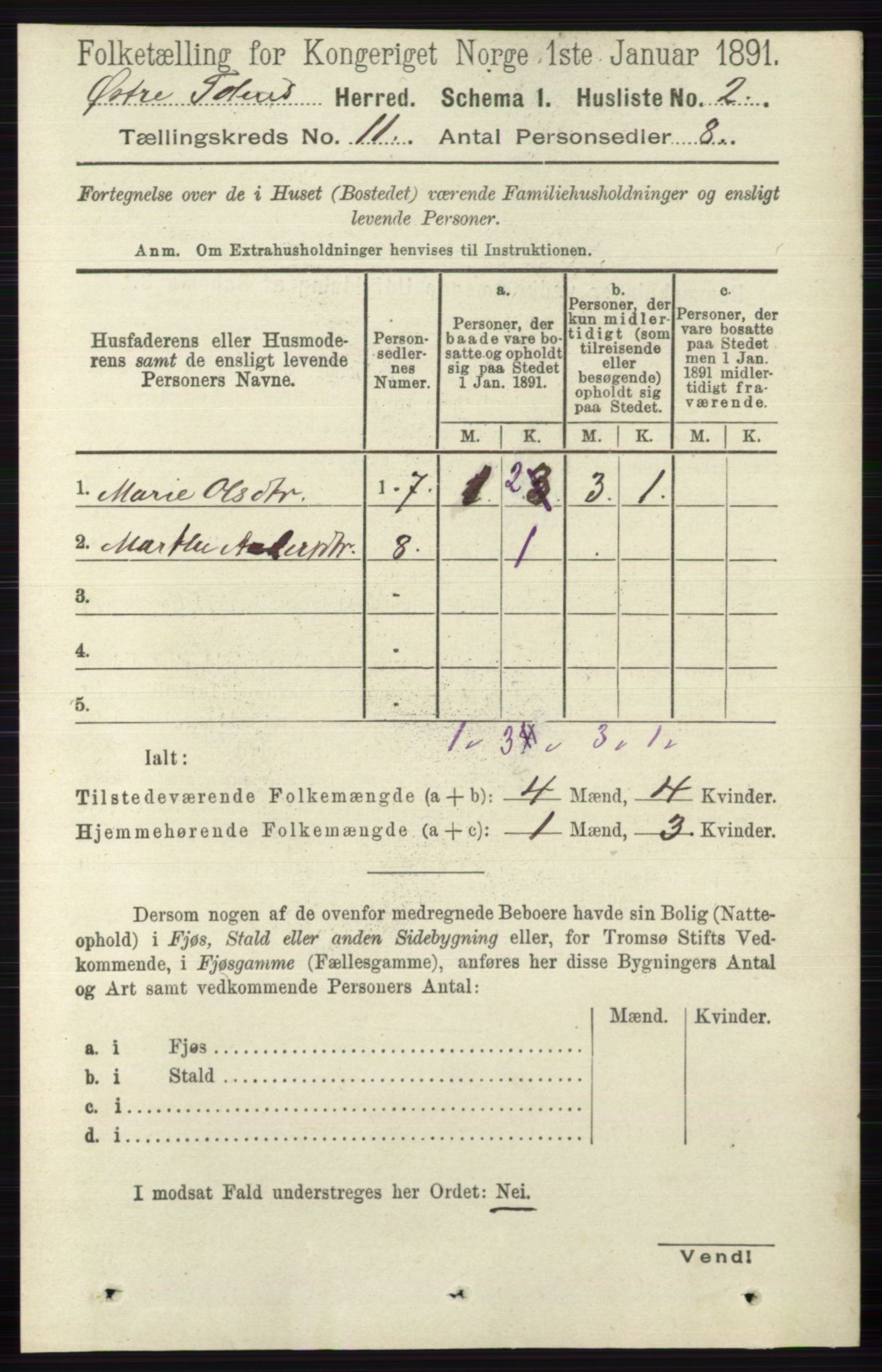 RA, 1891 census for 0528 Østre Toten, 1891, p. 6810