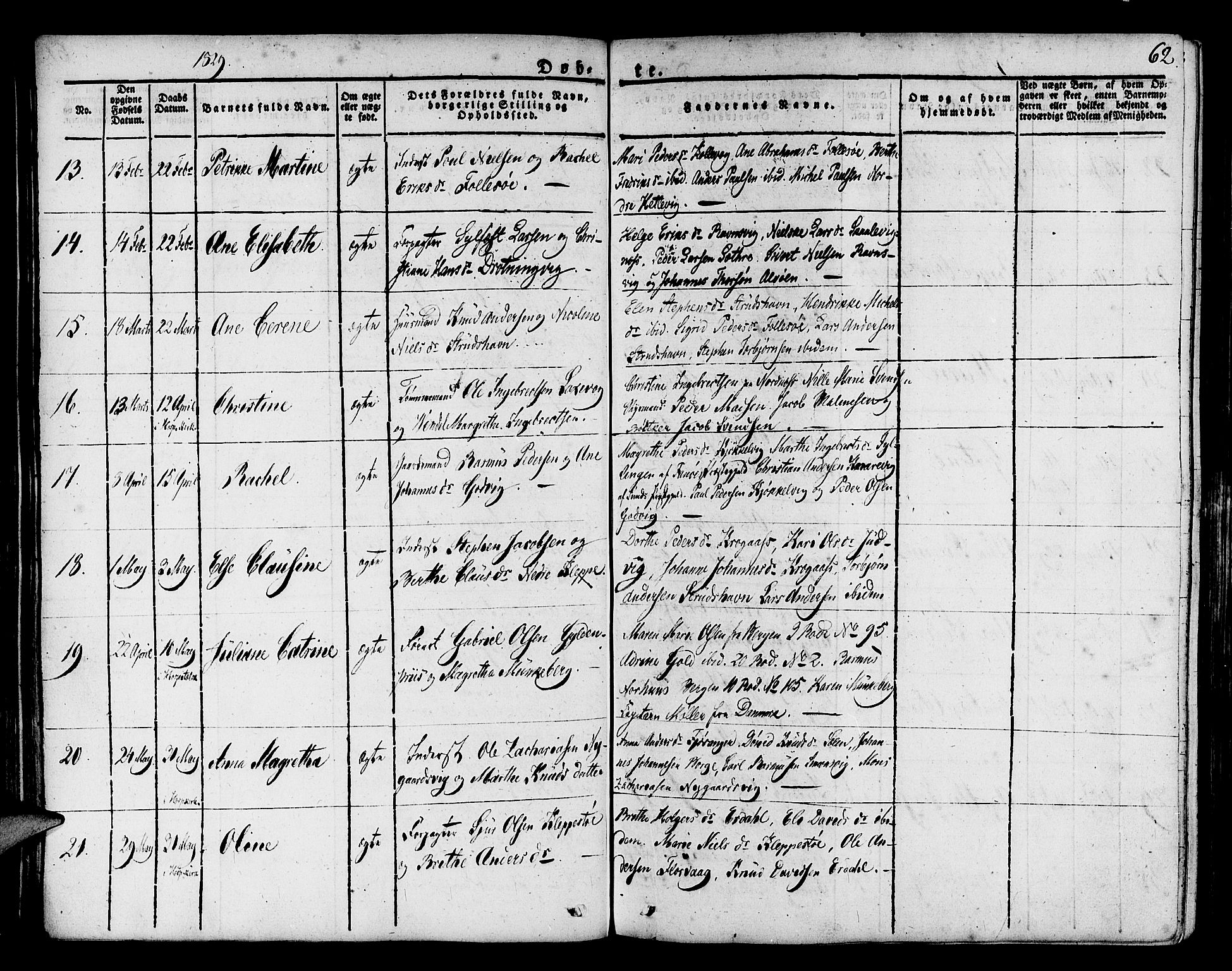 Askøy Sokneprestembete, AV/SAB-A-74101/H/Ha/Haa/Haaa/L0004: Parish register (official) no. A 4, 1825-1845, p. 62