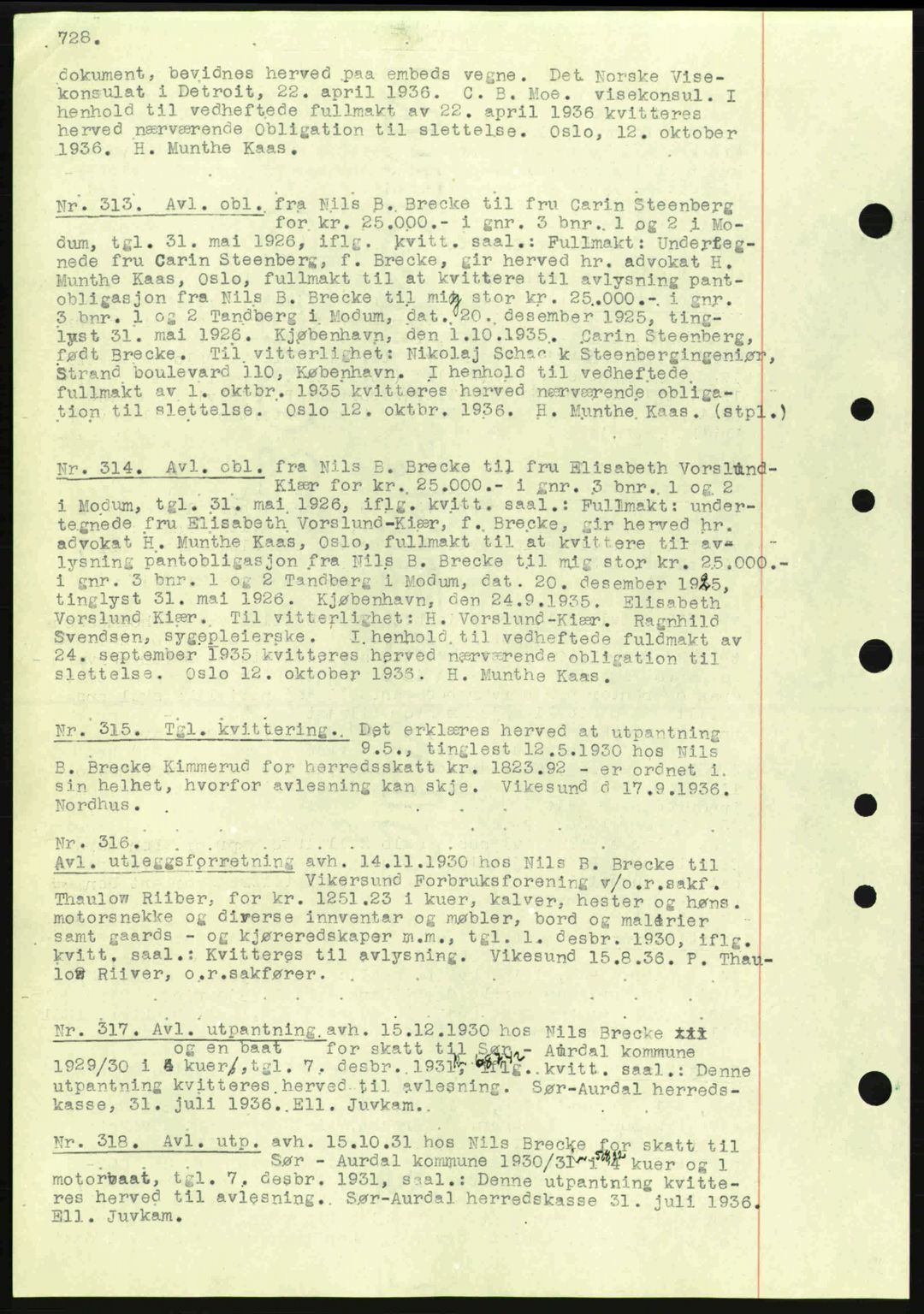 Eiker, Modum og Sigdal sorenskriveri, SAKO/A-123/G/Ga/Gab/L0034: Mortgage book no. A4, 1936-1937, Diary no: : 313/1937