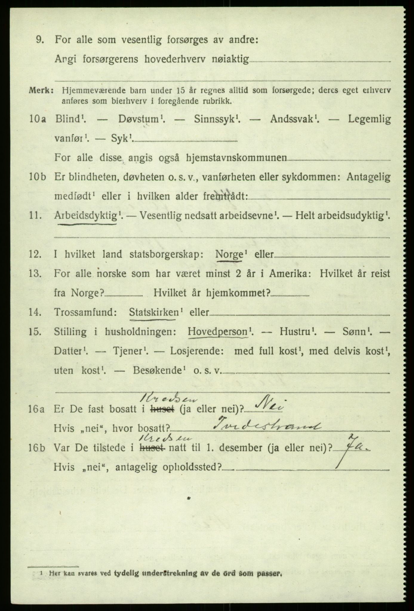 SAB, 1920 census for Kinsarvik, 1920, p. 3585