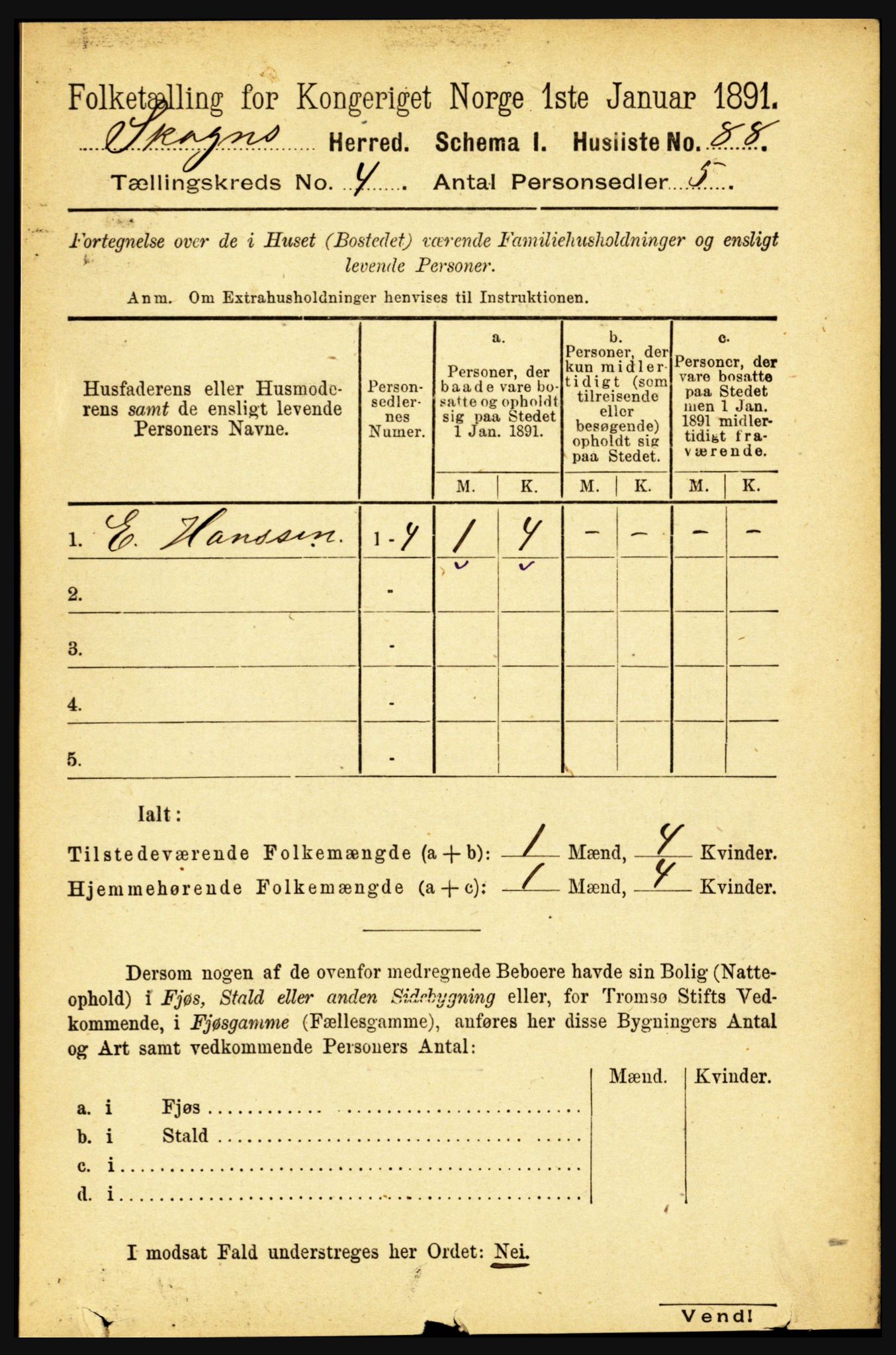 RA, 1891 census for 1719 Skogn, 1891, p. 2355