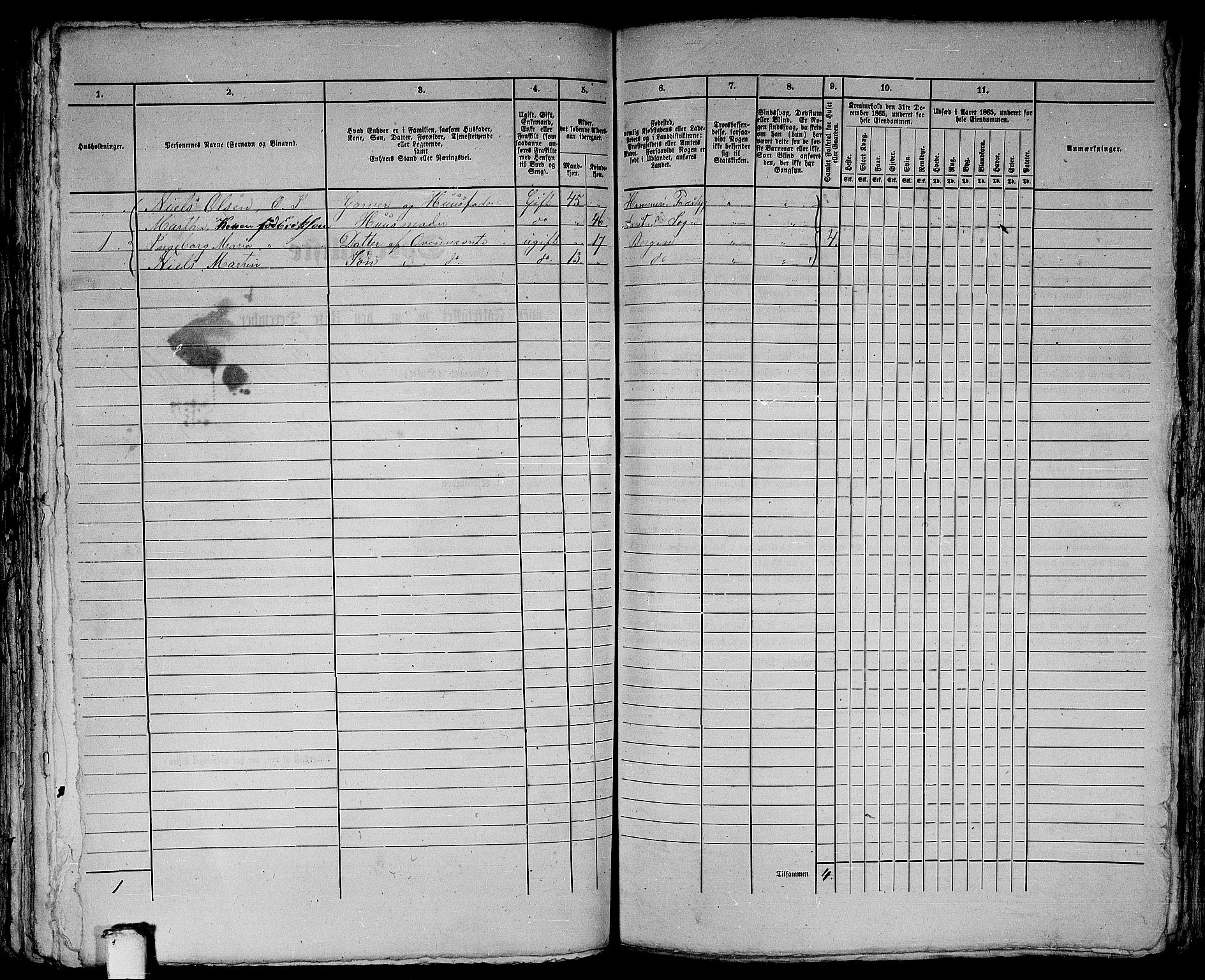 RA, 1865 census for Bergen, 1865, p. 3340