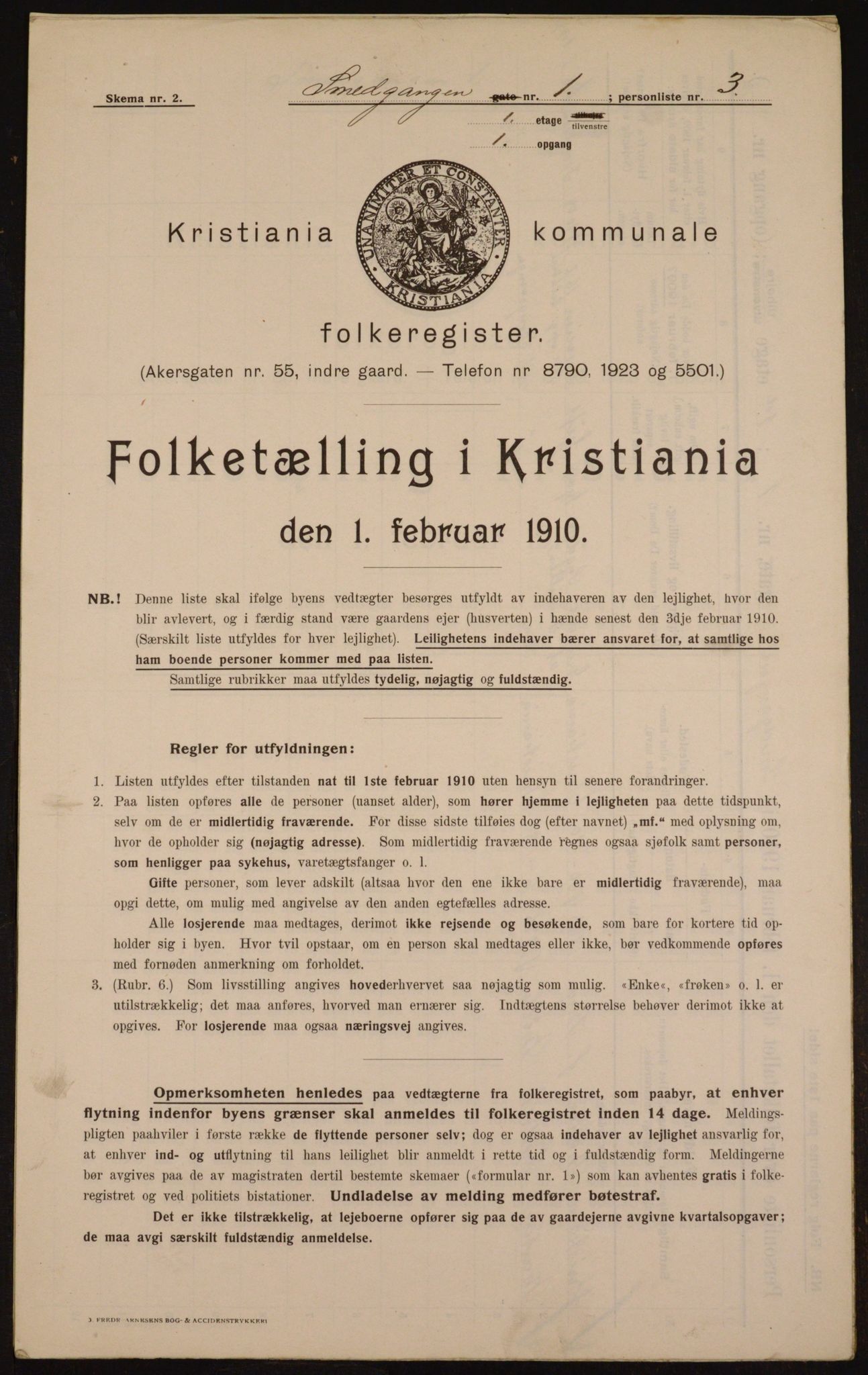 OBA, Municipal Census 1910 for Kristiania, 1910, p. 92586