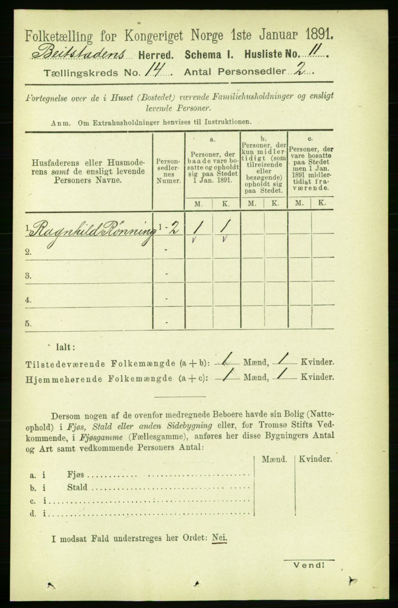 RA, 1891 census for 1727 Beitstad, 1891, p. 3831