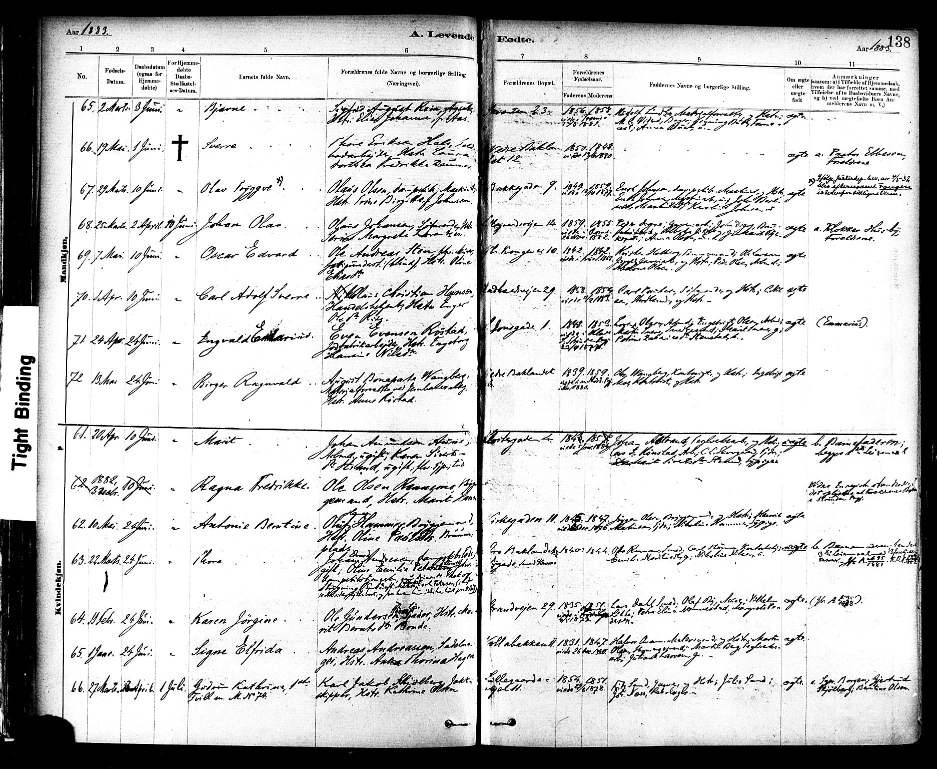 Ministerialprotokoller, klokkerbøker og fødselsregistre - Sør-Trøndelag, SAT/A-1456/604/L0188: Parish register (official) no. 604A09, 1878-1892, p. 138