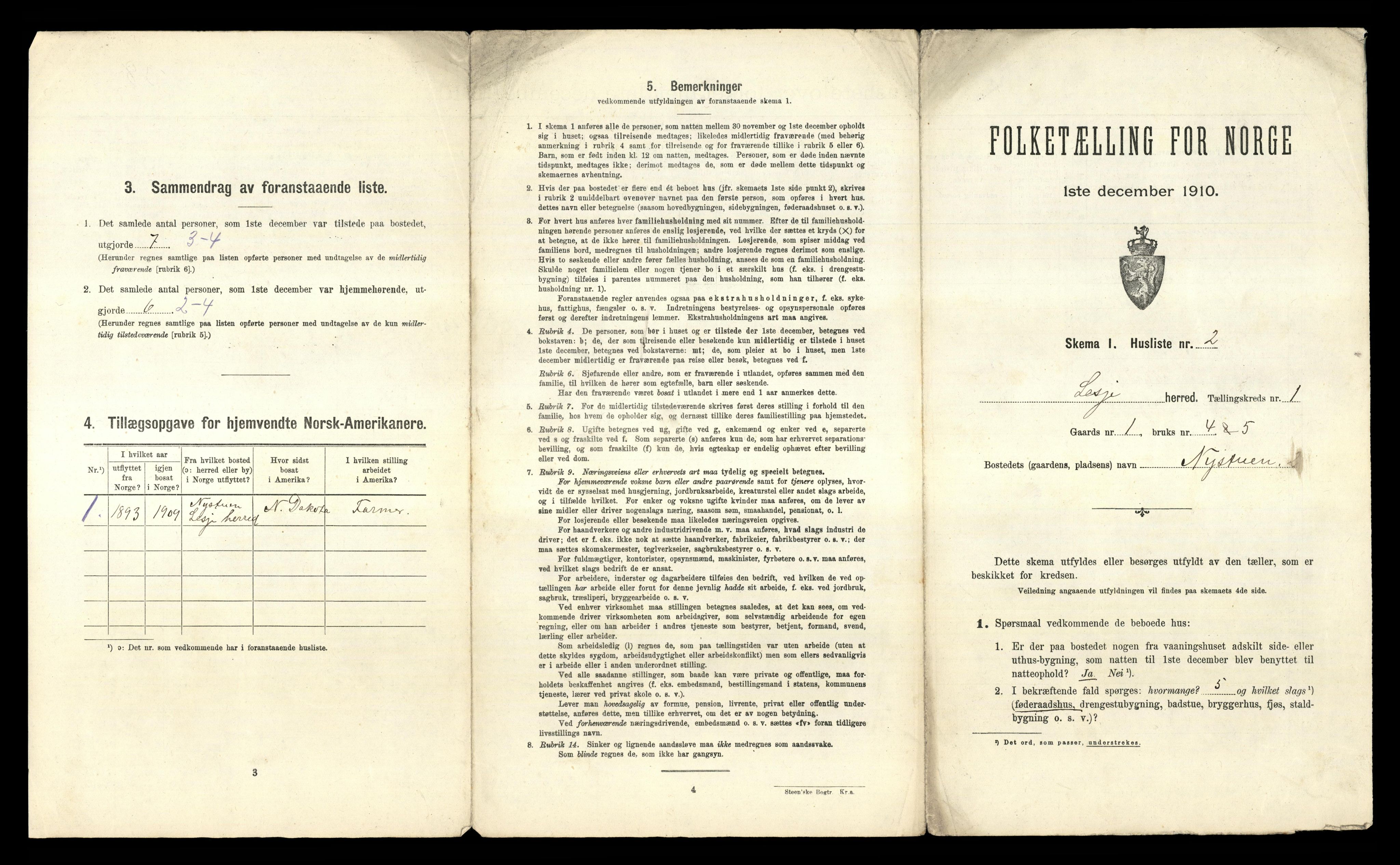 RA, 1910 census for Lesja, 1910, p. 31