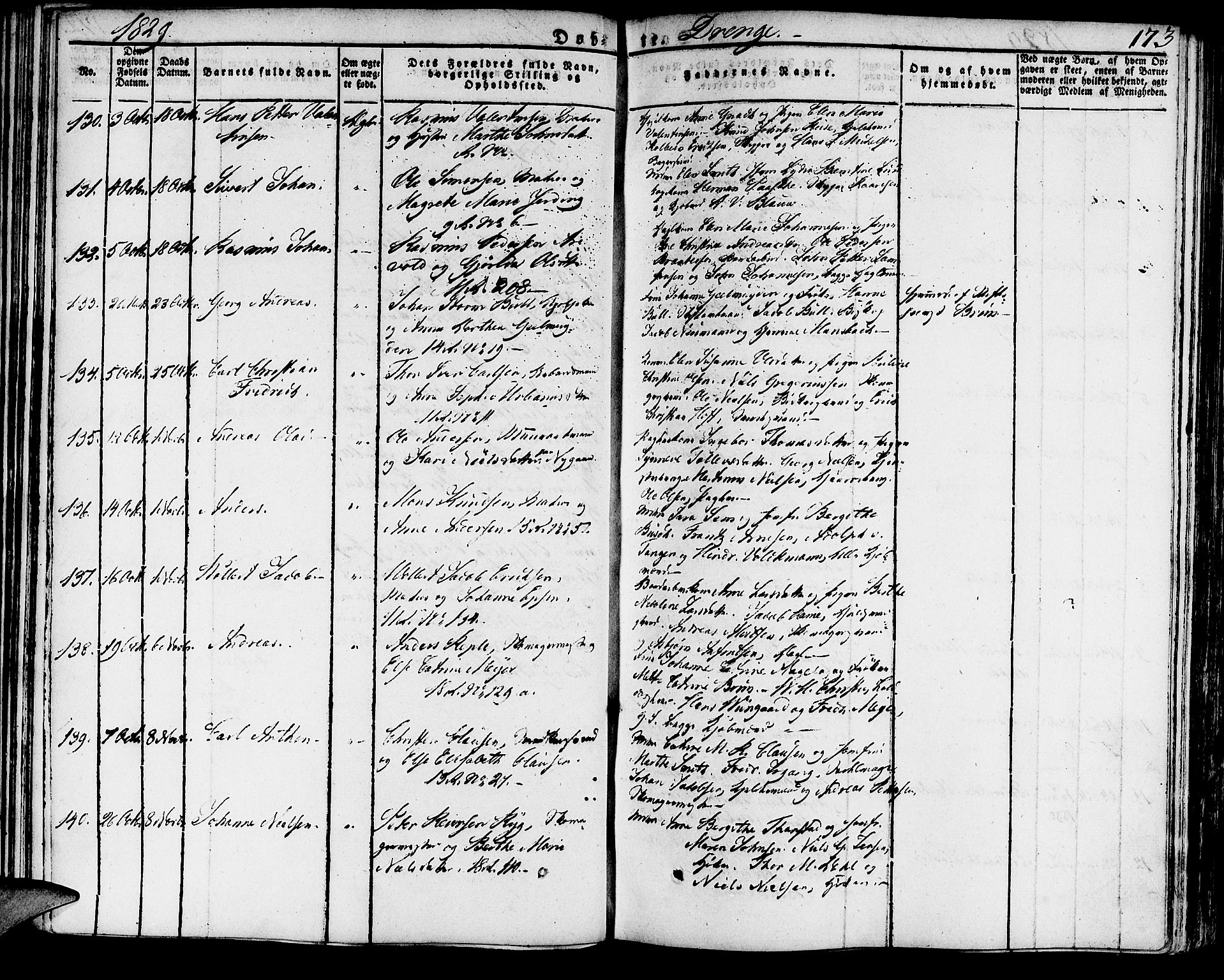 Domkirken sokneprestembete, SAB/A-74801/H/Haa/L0012: Parish register (official) no. A 12, 1821-1840, p. 173