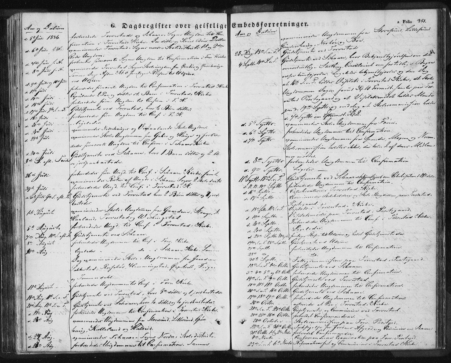 Torvastad sokneprestkontor, SAST/A -101857/H/Ha/Haa/L0006: Parish register (official) no. A 6, 1836-1847, p. 351