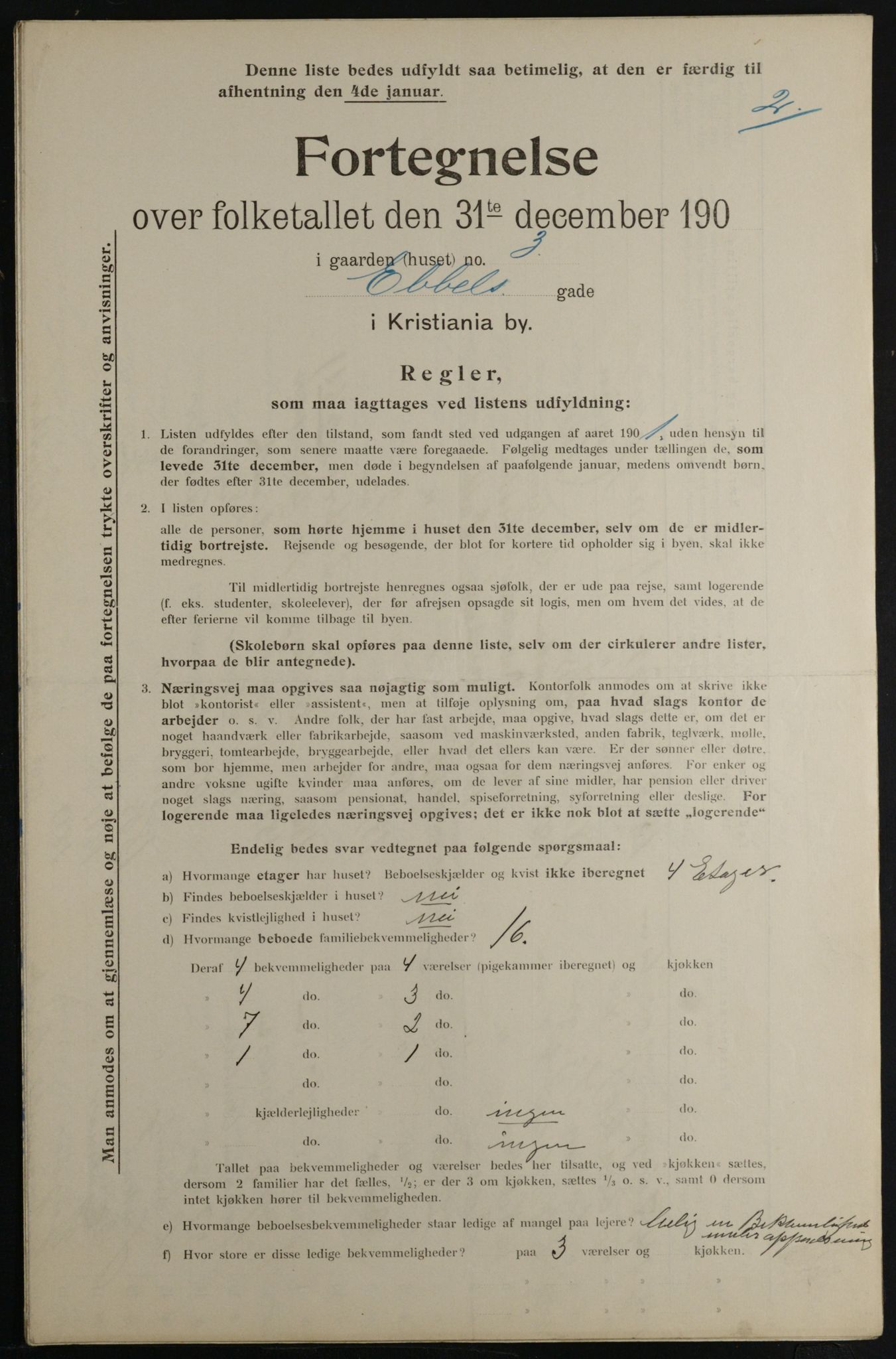 OBA, Municipal Census 1901 for Kristiania, 1901, p. 2936