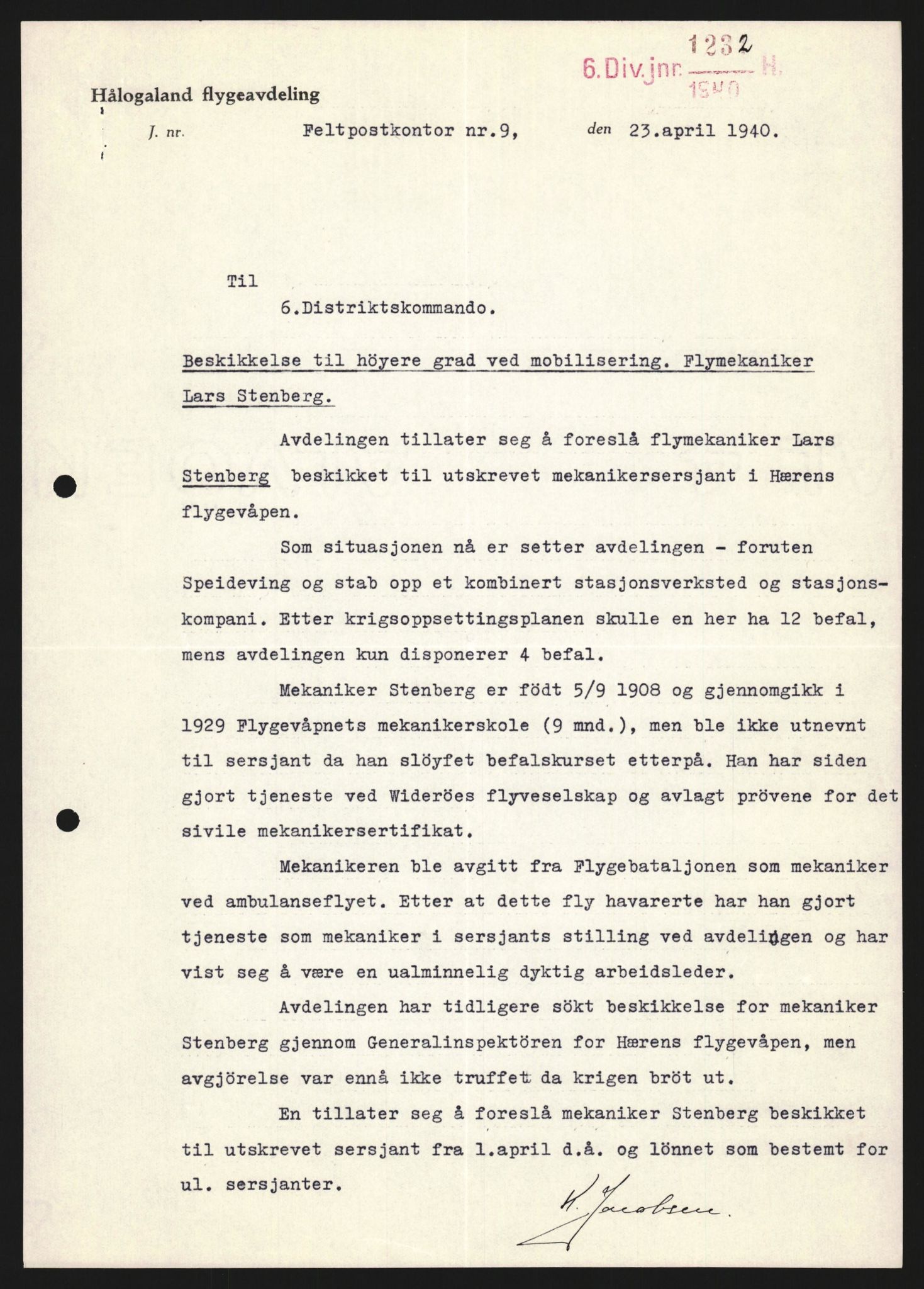 Forsvaret, Forsvarets krigshistoriske avdeling, AV/RA-RAFA-2017/Y/Yb/L0122: II-C-11-600  -  6. Divisjon med avdelinger, 1940, p. 270