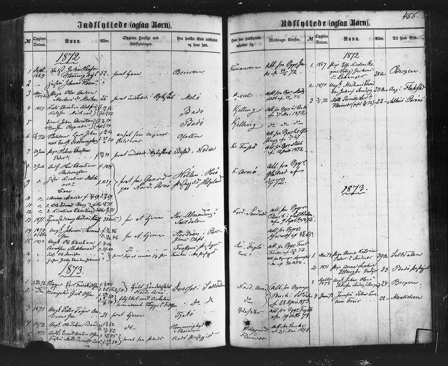 Ministerialprotokoller, klokkerbøker og fødselsregistre - Nordland, SAT/A-1459/805/L0098: Parish register (official) no. 805A05, 1862-1879, p. 456