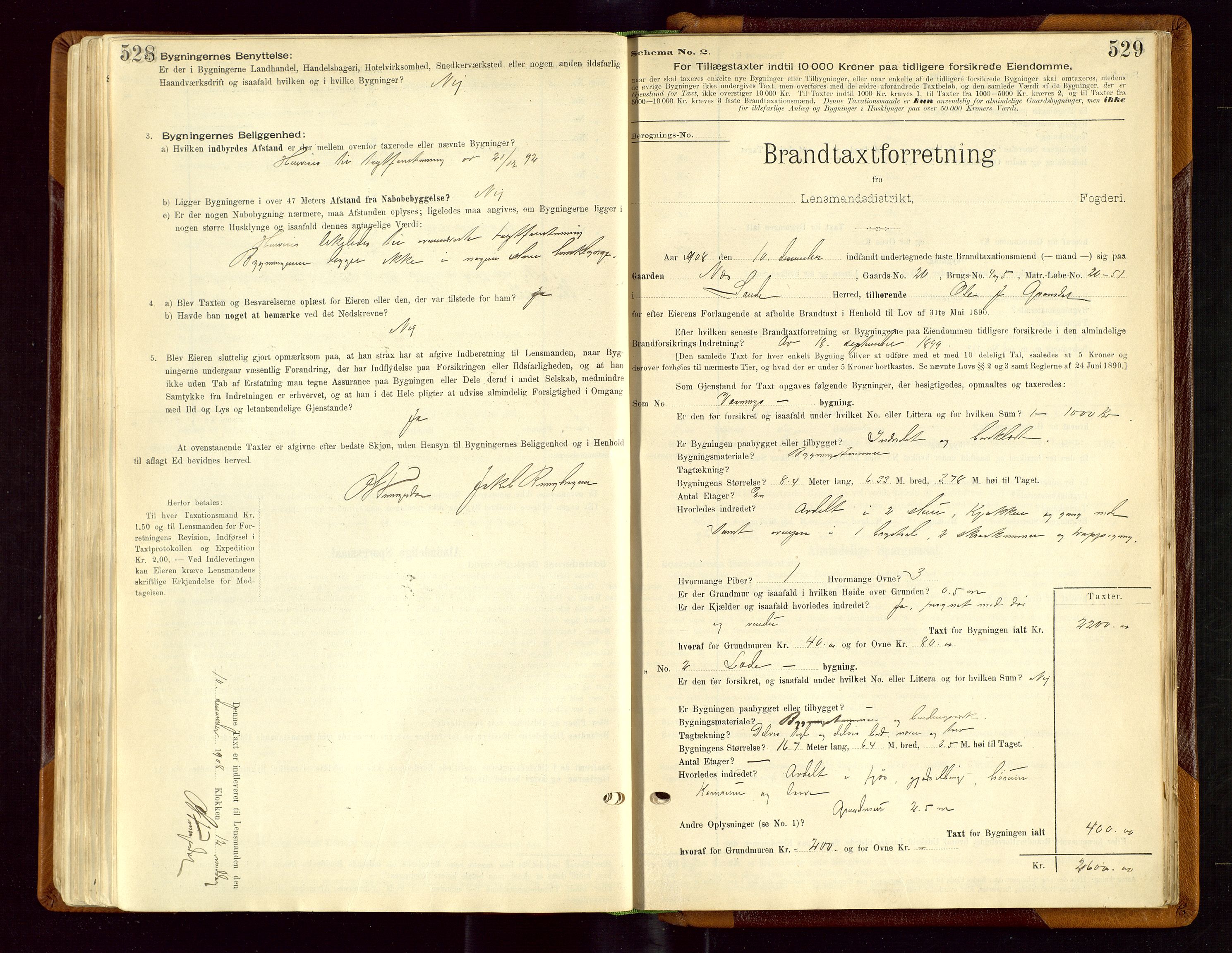 Sauda lensmannskontor, SAST/A-100177/Gob/L0001: Branntakstprotokoll - skjematakst, 1894-1914, p. 528-529