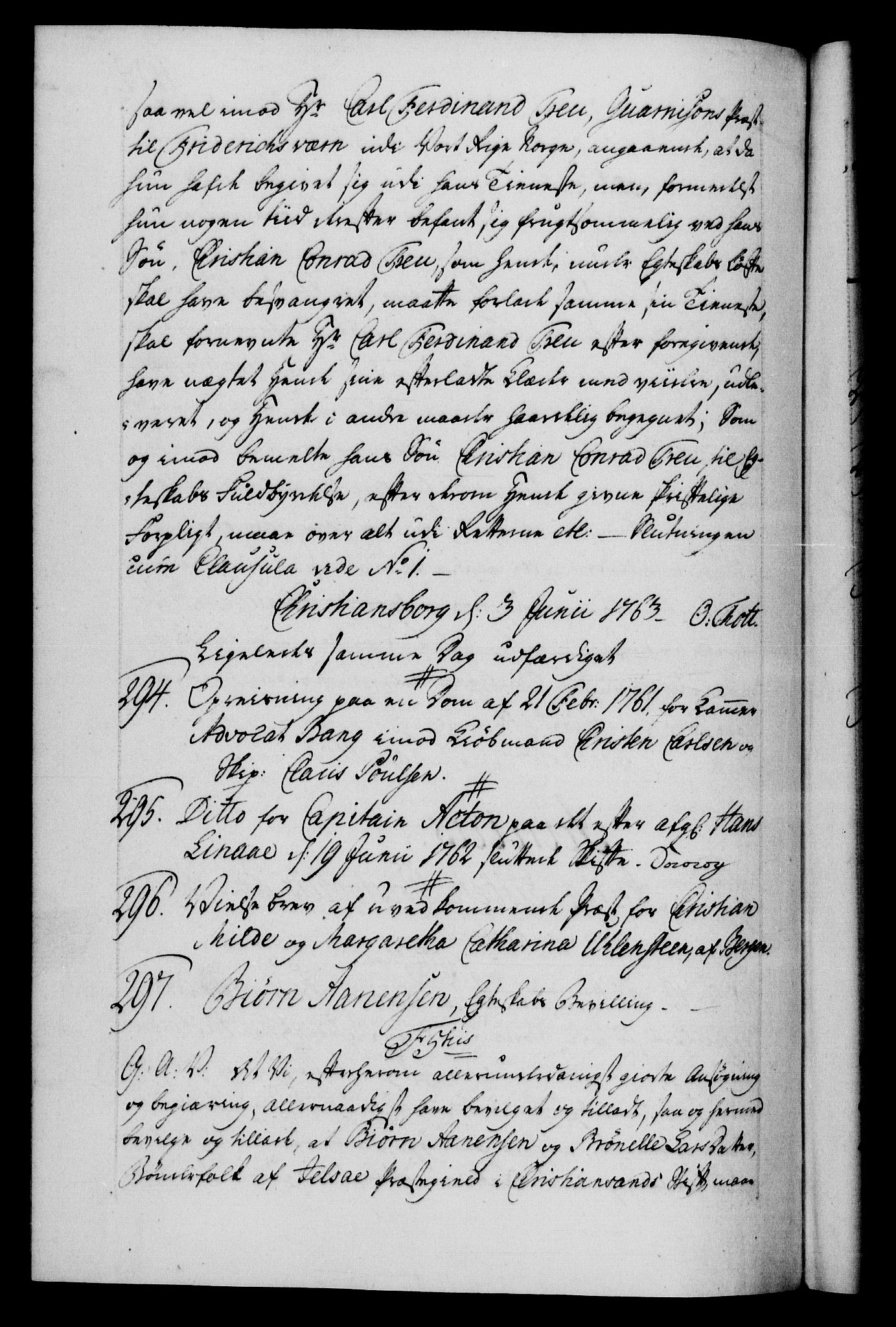 Danske Kanselli 1572-1799, AV/RA-EA-3023/F/Fc/Fca/Fcaa/L0042: Norske registre, 1763-1766, p. 109b