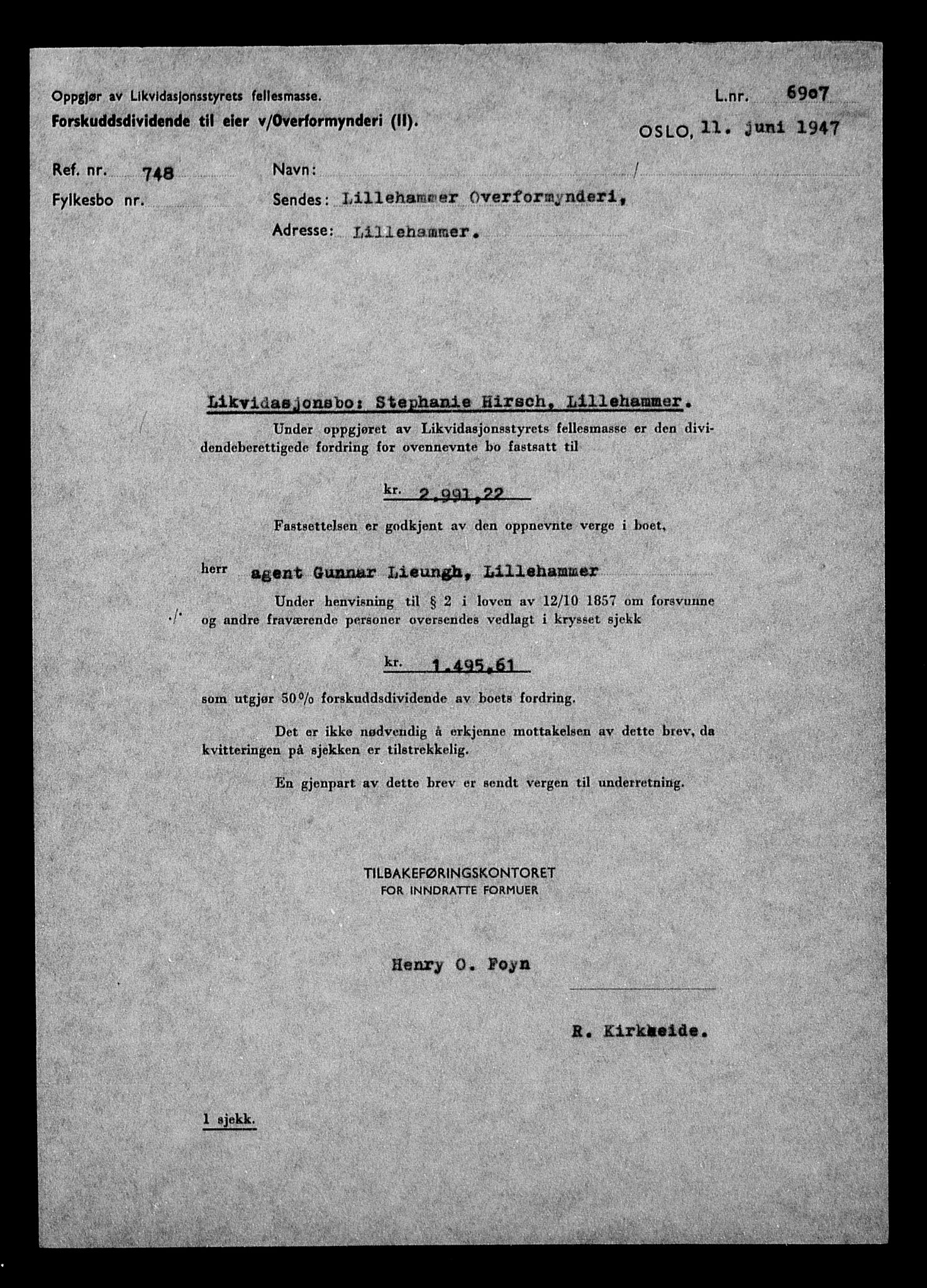 Justisdepartementet, Tilbakeføringskontoret for inndratte formuer, AV/RA-S-1564/H/Hc/Hcd/L0999: --, 1945-1947, p. 73