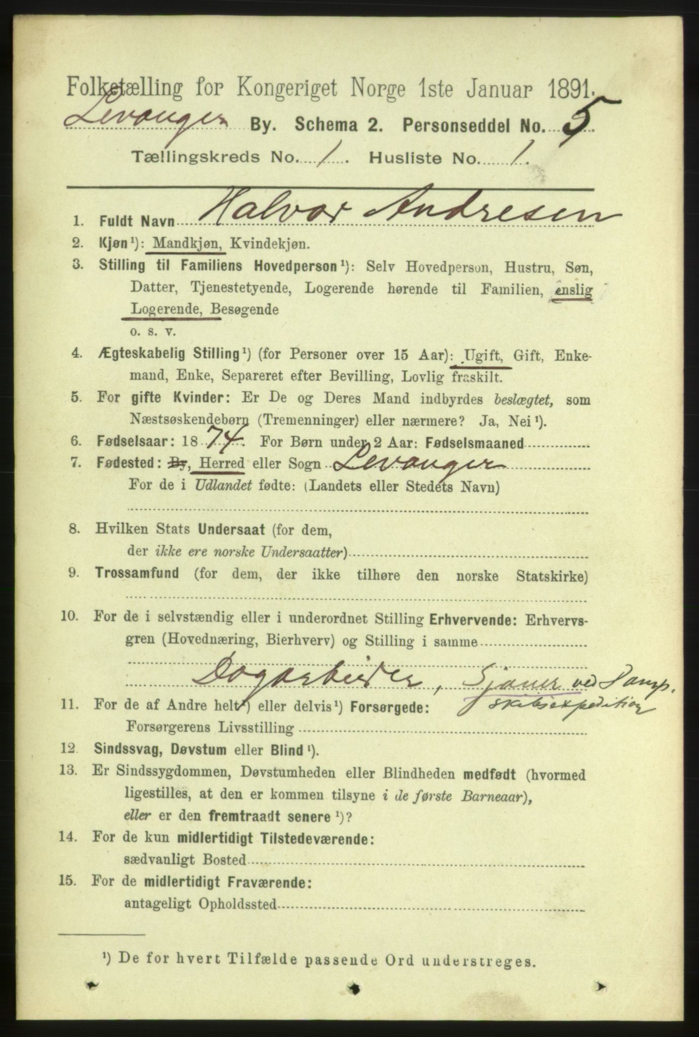 RA, 1891 census for 1701 Levanger, 1891, p. 102