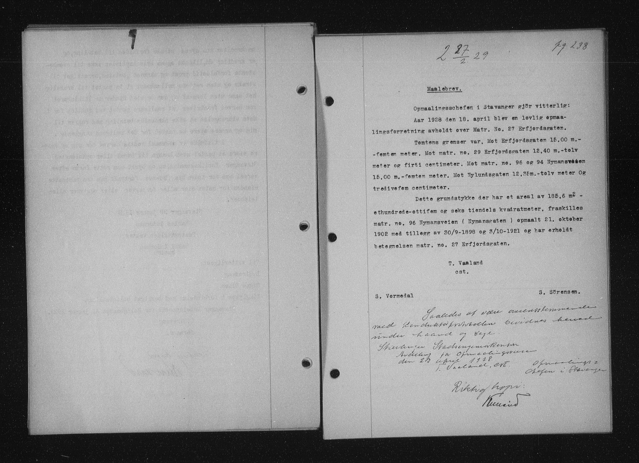 Stavanger byfogd, AV/SAST-A-101408/001/4/41/410/410BB/L0055: Mortgage book no. 43, 1928-1929, Deed date: 27.02.1929