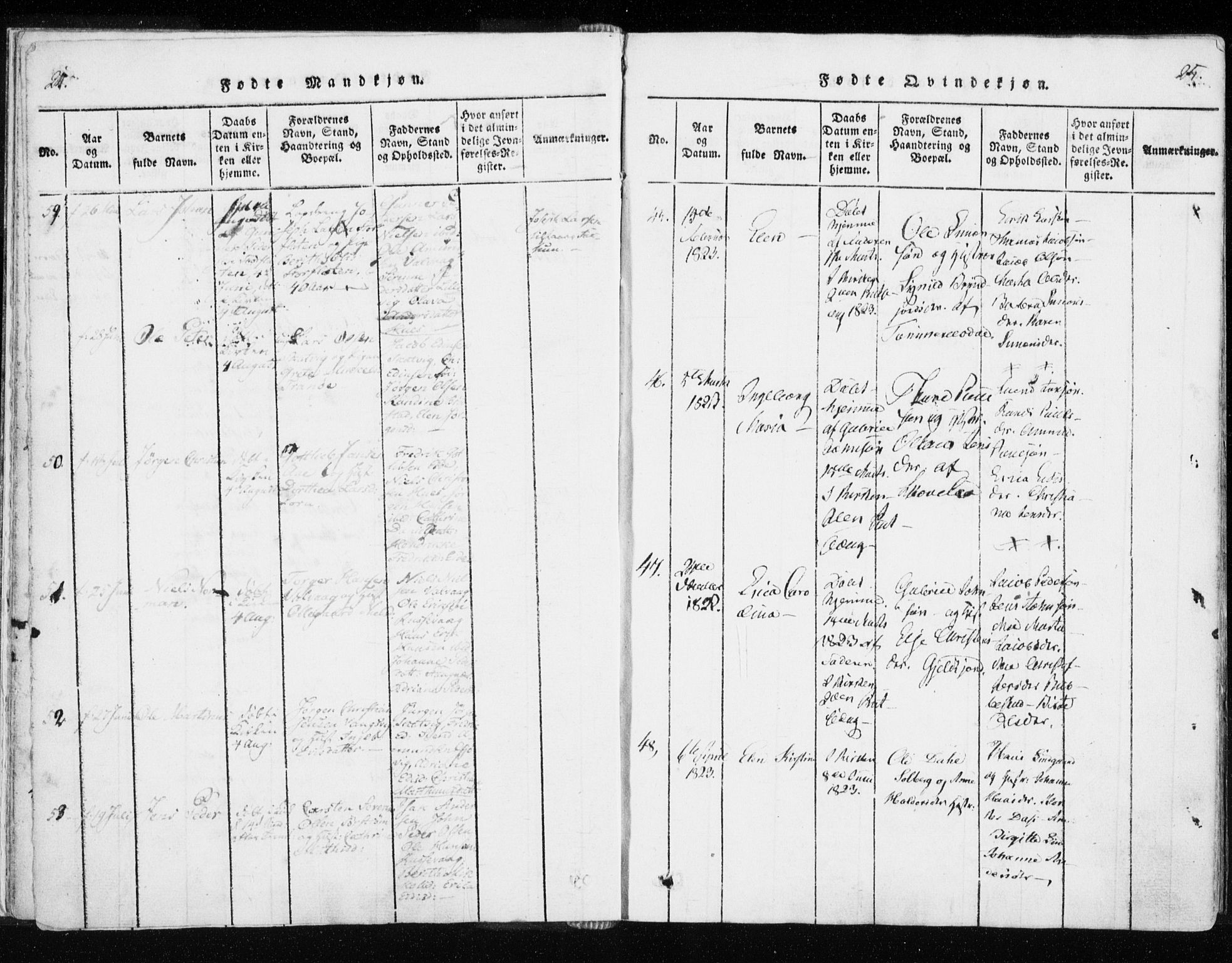 Tranøy sokneprestkontor, SATØ/S-1313/I/Ia/Iaa/L0004kirke: Parish register (official) no. 4, 1820-1829, p. 24-25