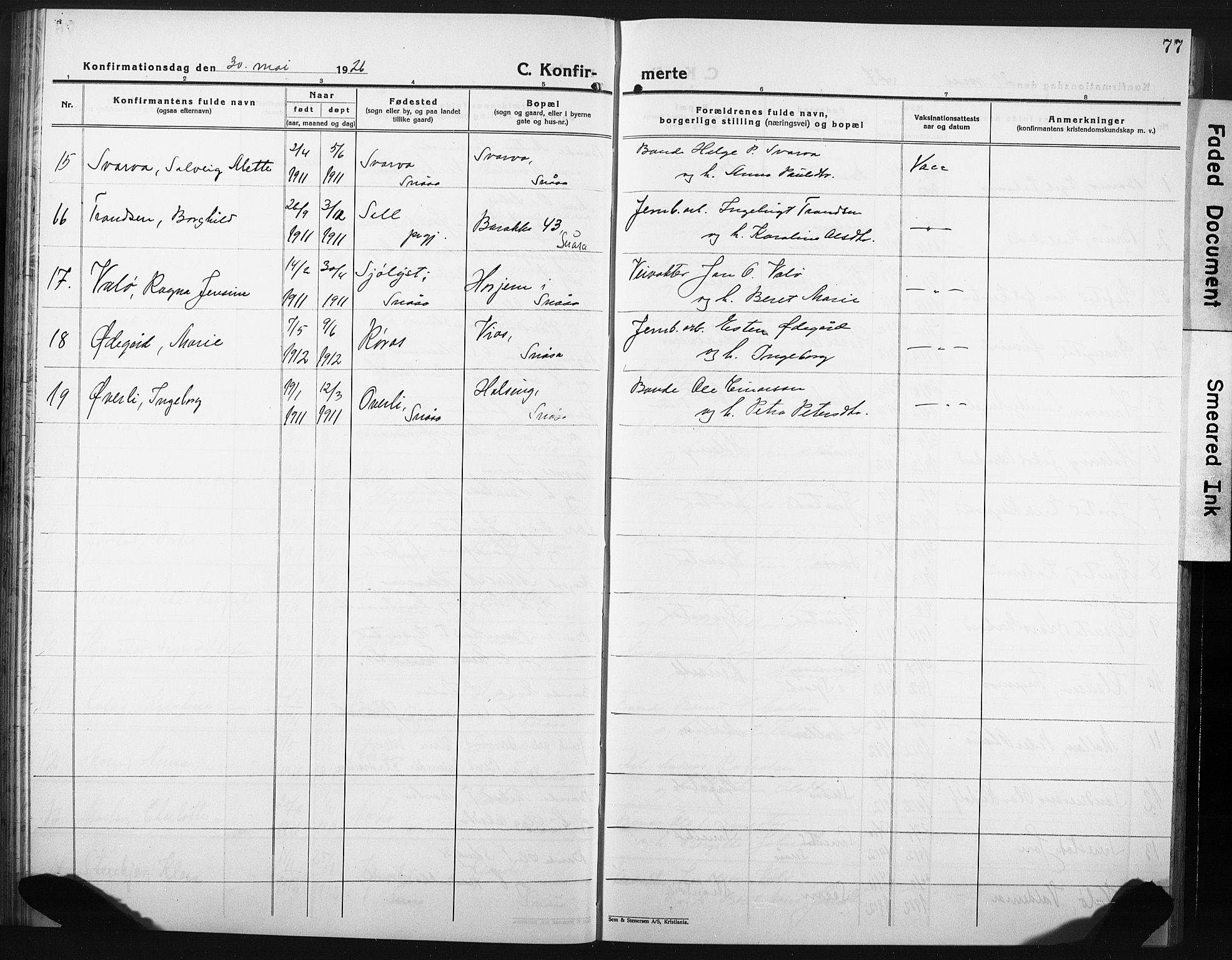 Ministerialprotokoller, klokkerbøker og fødselsregistre - Nord-Trøndelag, SAT/A-1458/749/L0480: Parish register (copy) no. 749C02, 1924-1932, p. 77