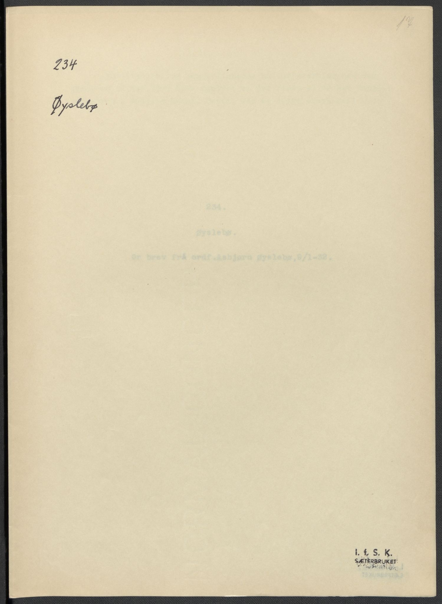 Instituttet for sammenlignende kulturforskning, RA/PA-0424/F/Fc/L0008/0003: Eske B8: / Vest-Agder (perm XXI), 1932-1935, p. 17