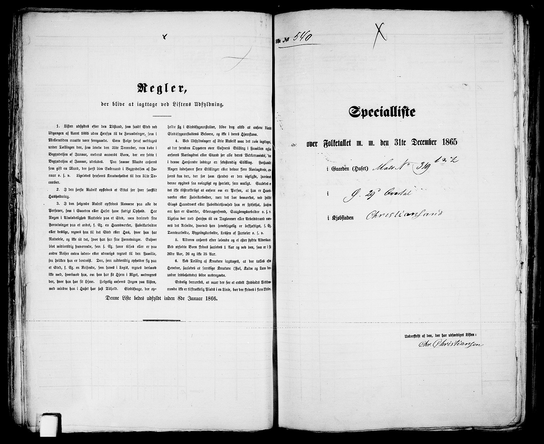 RA, 1865 census for Kristiansand, 1865, p. 1105