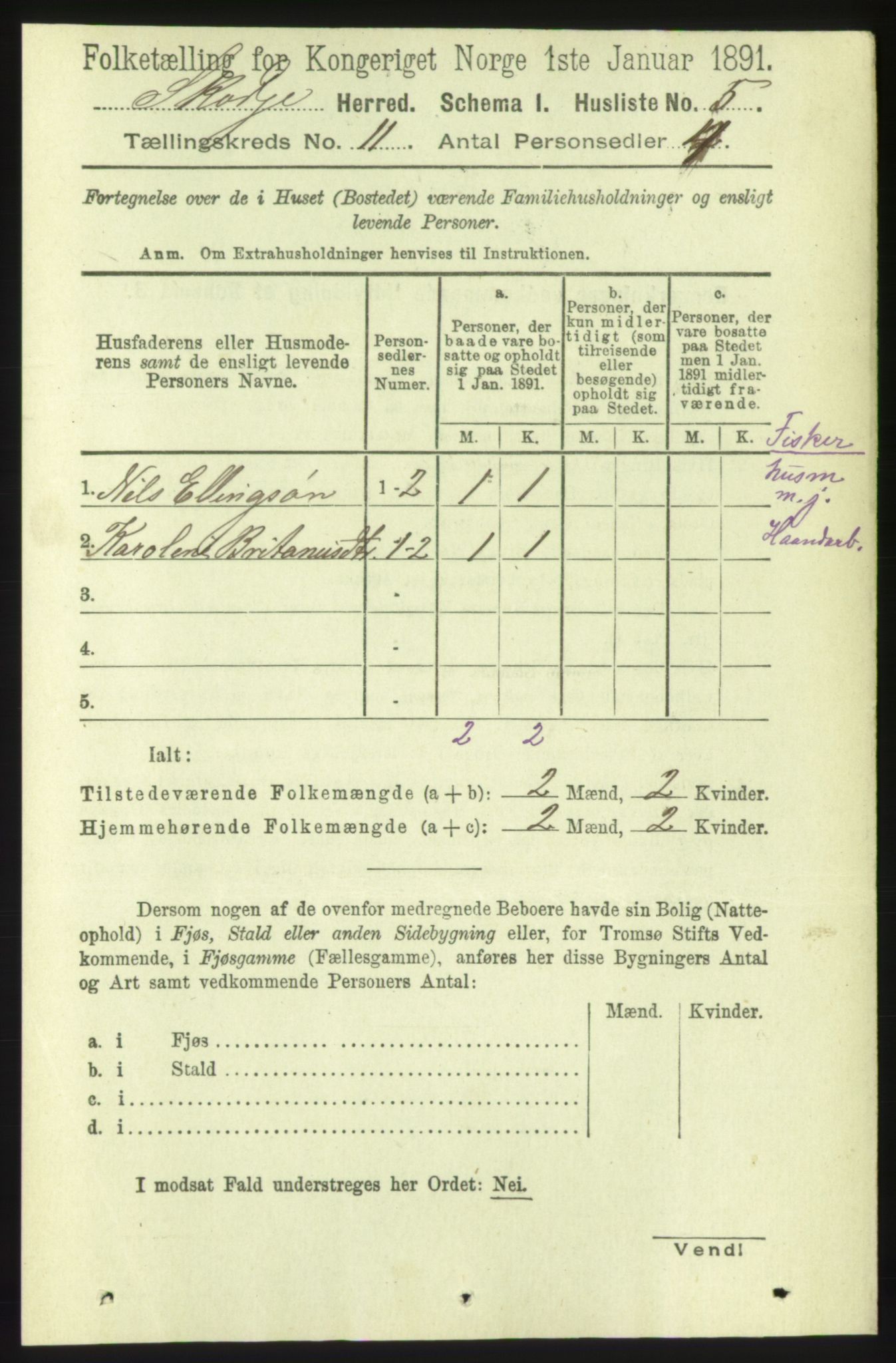 RA, 1891 census for 1529 Skodje, 1891, p. 2272