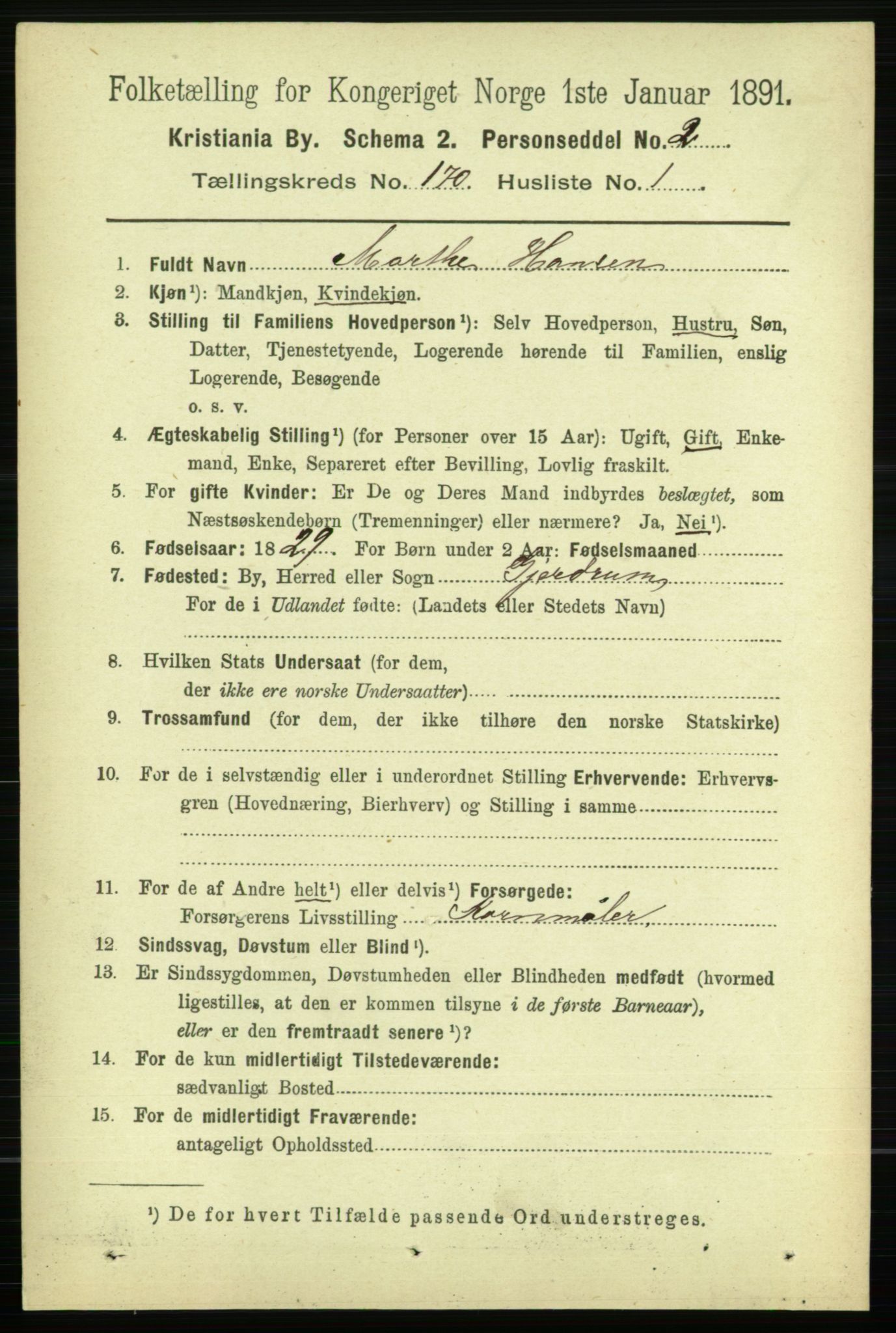 RA, 1891 census for 0301 Kristiania, 1891, p. 99612