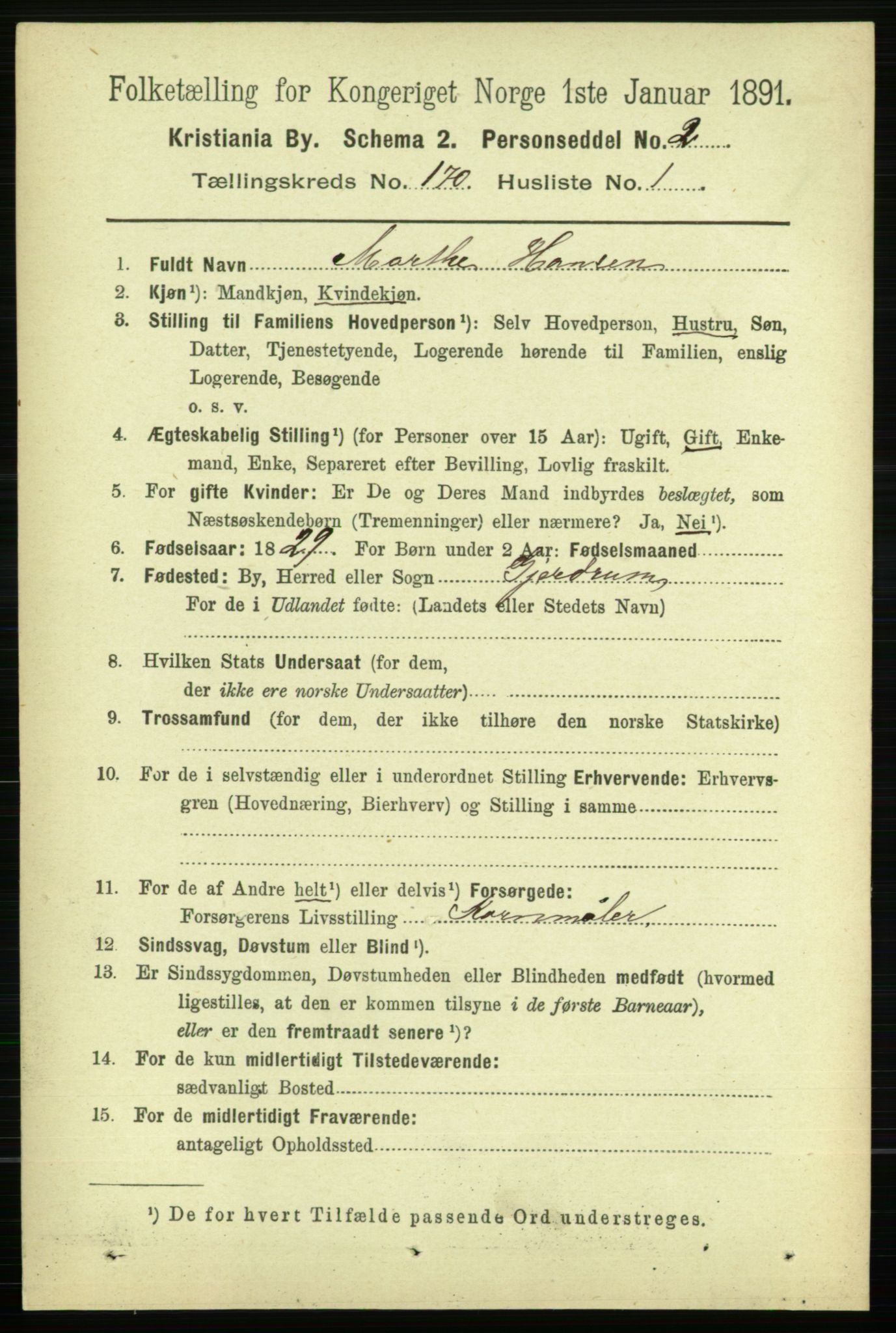 RA, 1891 census for 0301 Kristiania, 1891, p. 99612