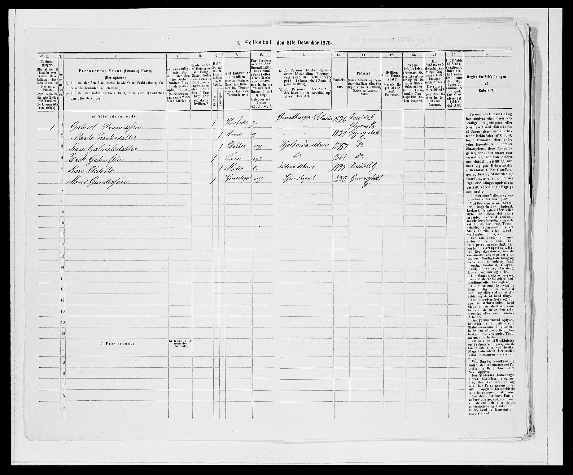 SAB, 1875 Census for 1445P Gloppen, 1875, p. 428