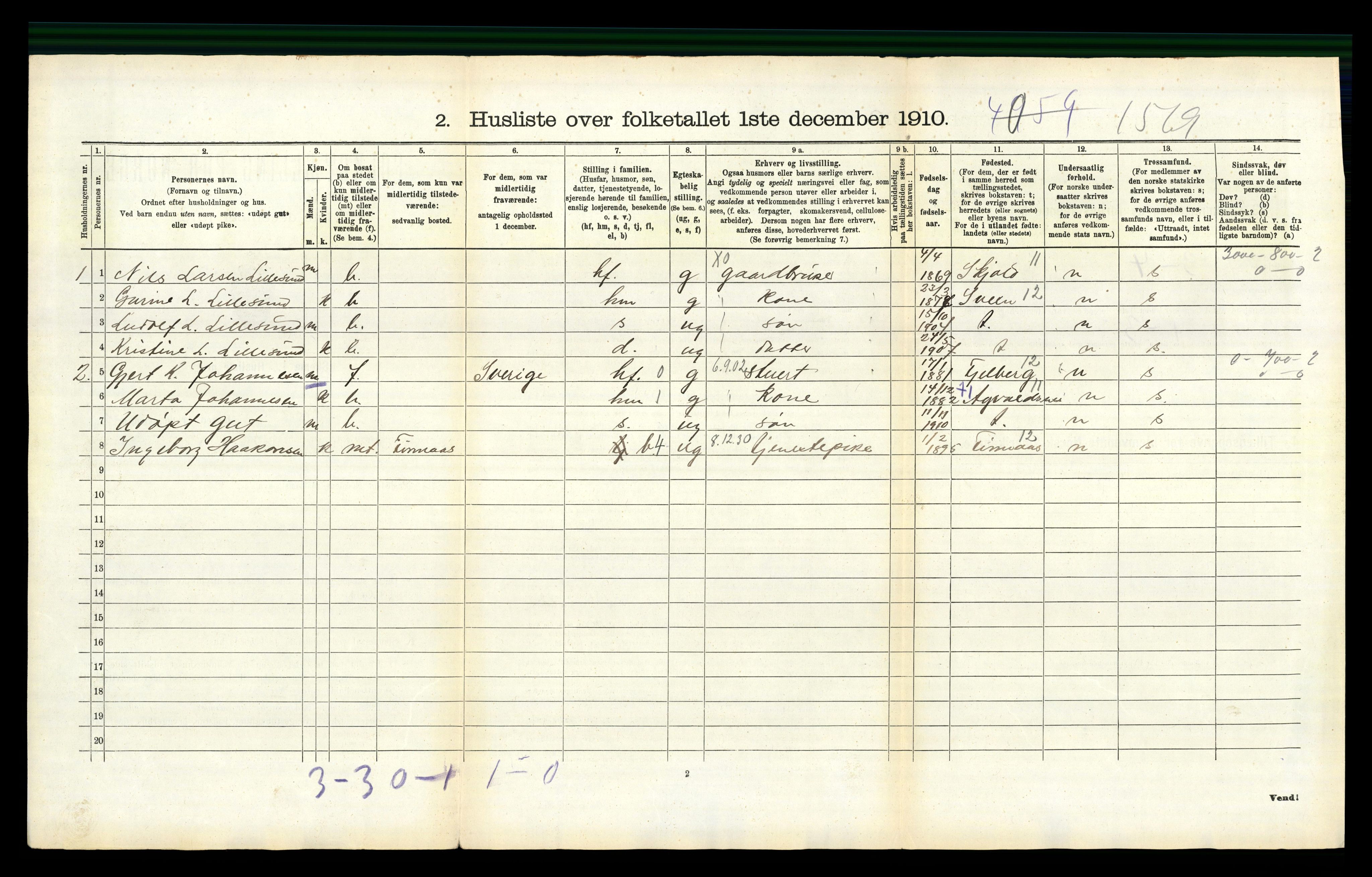 RA, 1910 census for Skåre, 1910, p. 1239