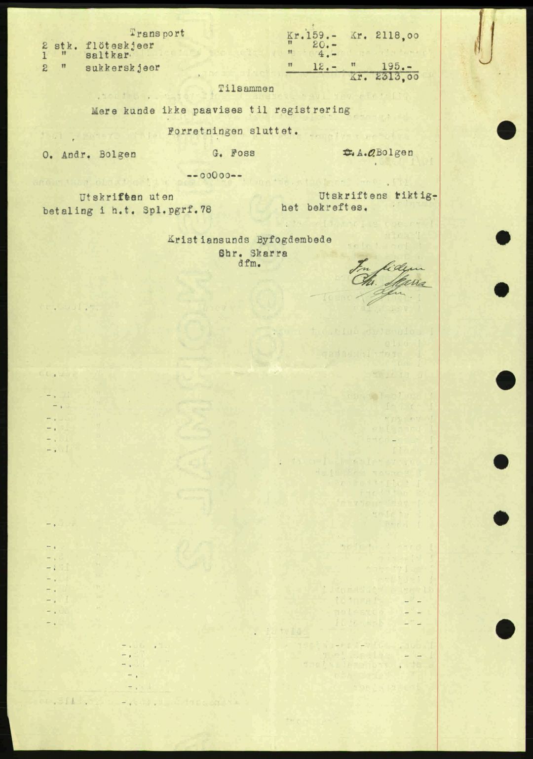 Kristiansund byfogd, SAT/A-4587/A/27: Mortgage book no. 31, 1938-1939, Diary no: : 304/1938