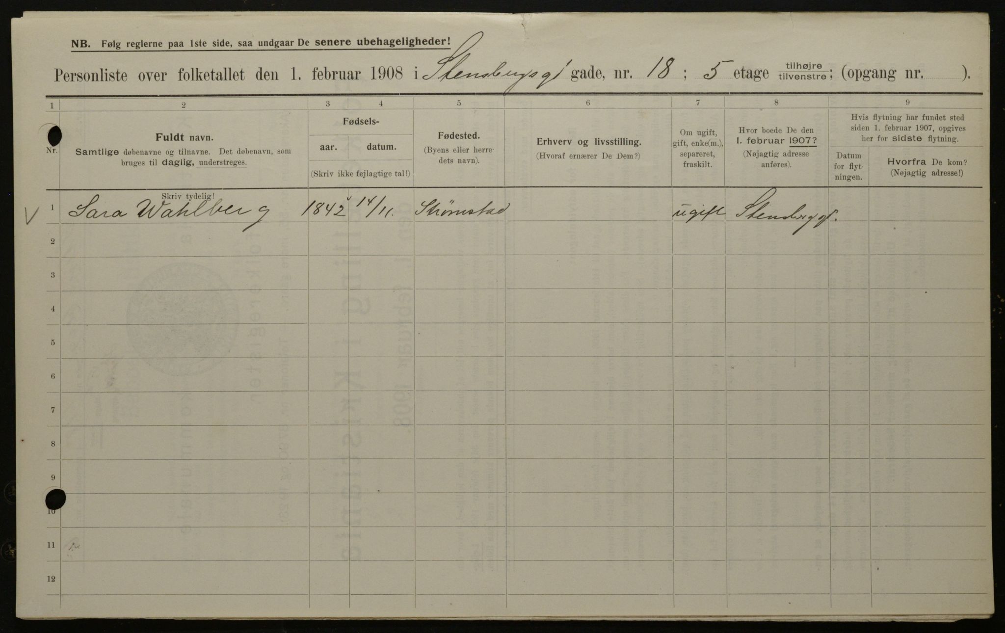 OBA, Municipal Census 1908 for Kristiania, 1908, p. 91262