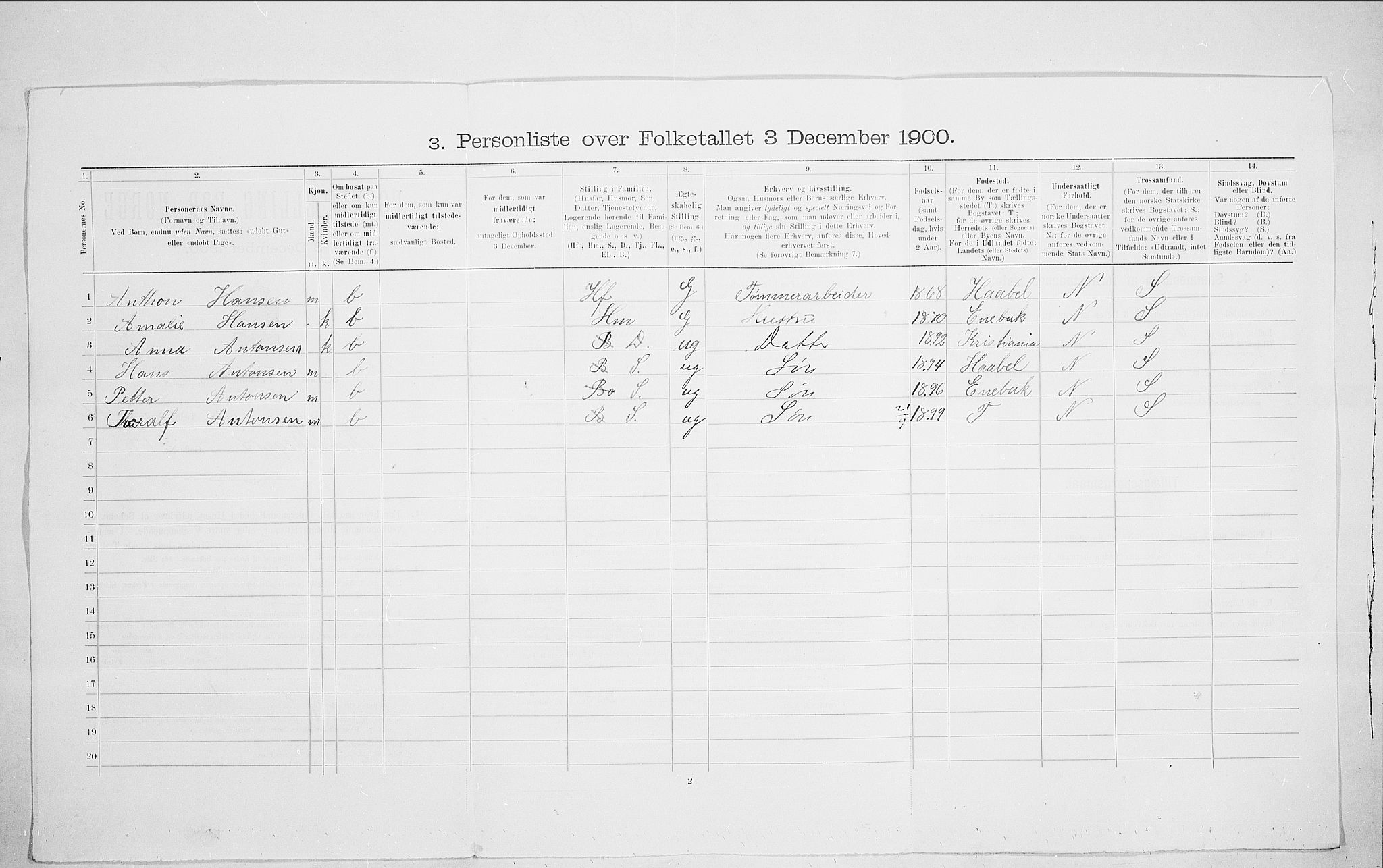 SAO, 1900 census for Kristiania, 1900, p. 98446